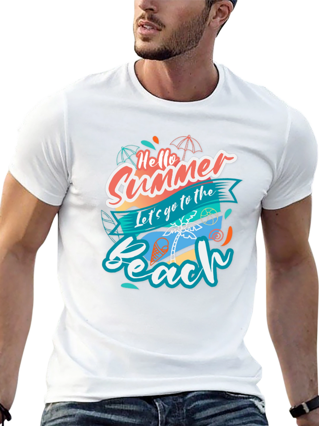 Hello Summer Beach T-Shirt - Black