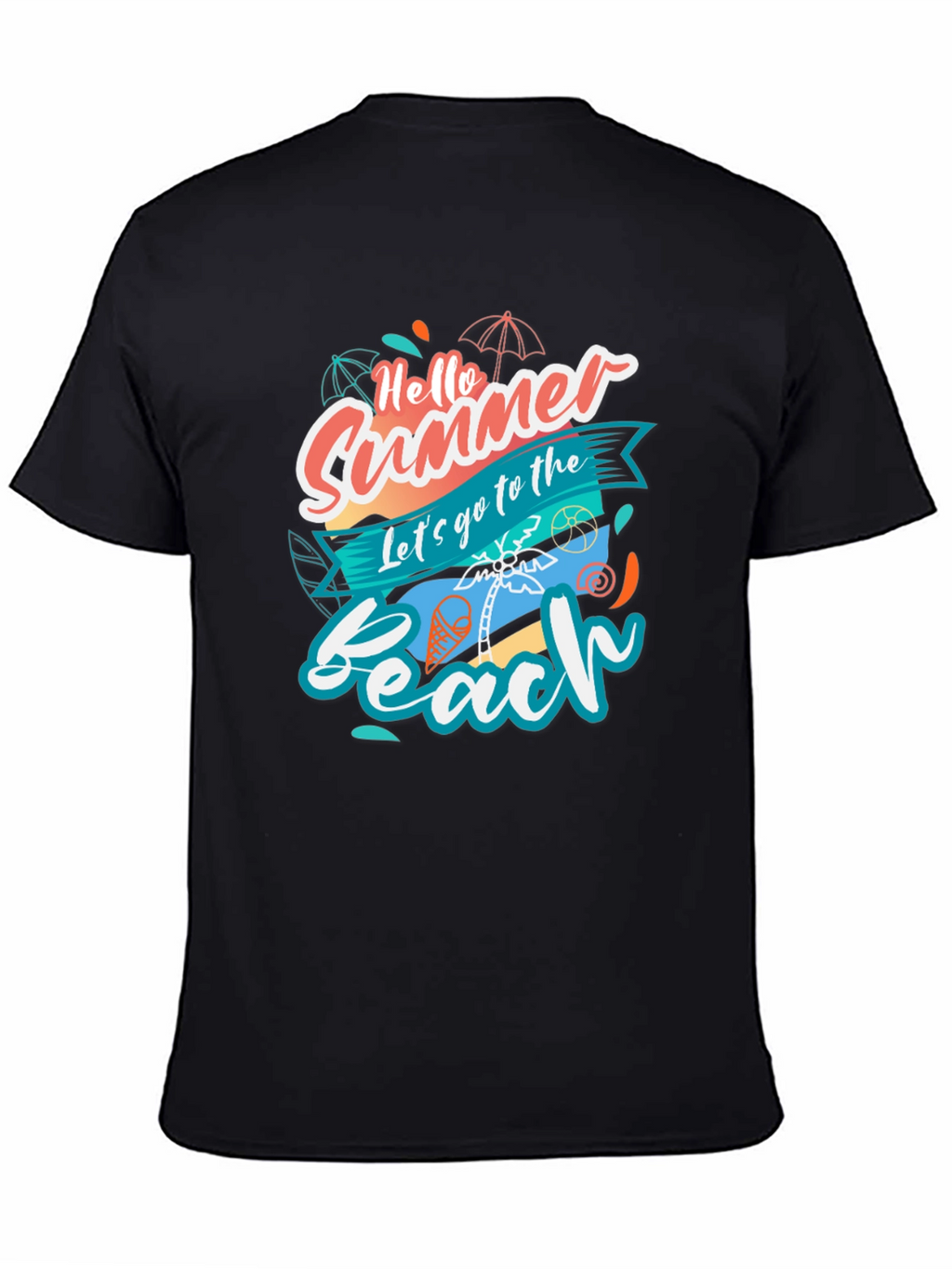 Hello Summer Beach T-Shirt - Black