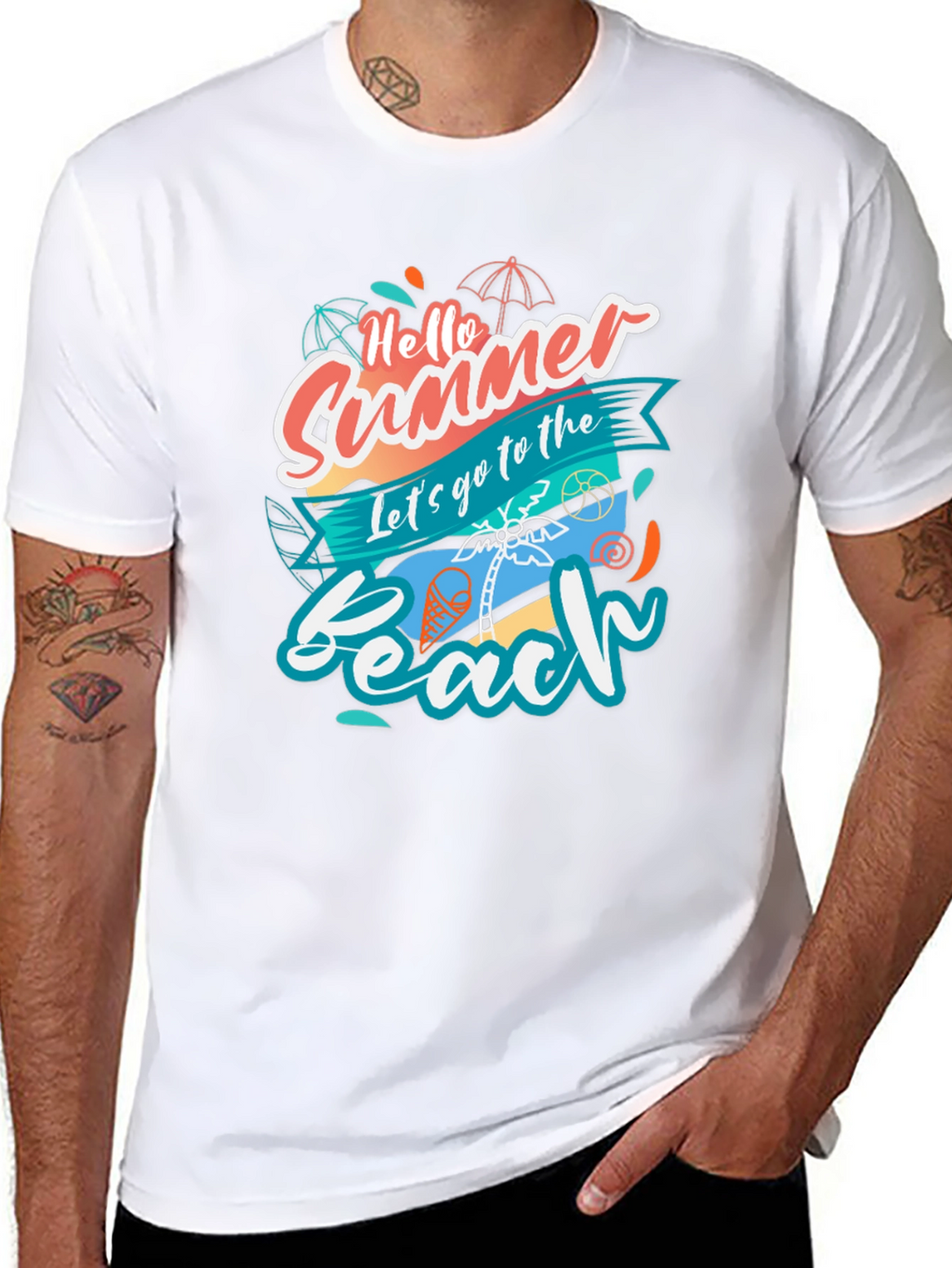 Hello Summer Beach T-Shirt - Black