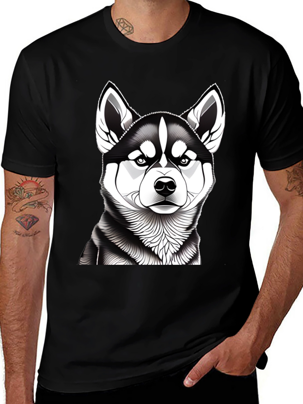 Husky Graphic Tee - Mens Black T-Shirt