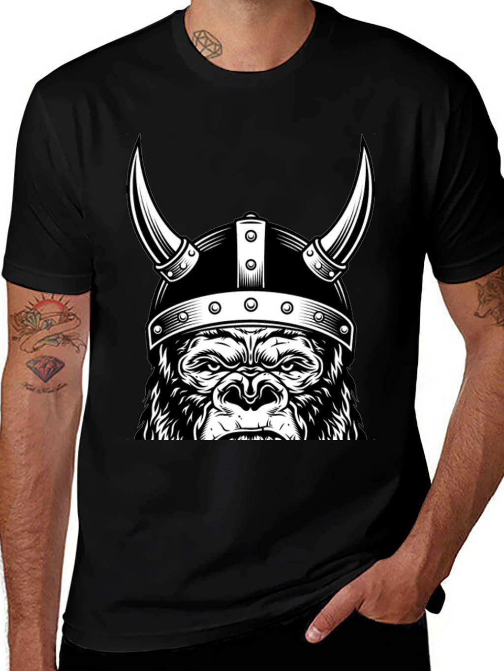 Viking Gorilla T-Shirt - Black