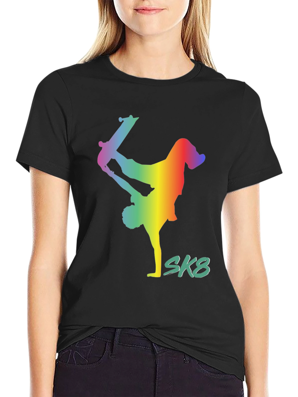 Rainbow Skateboarder Graphic Tee - SK8