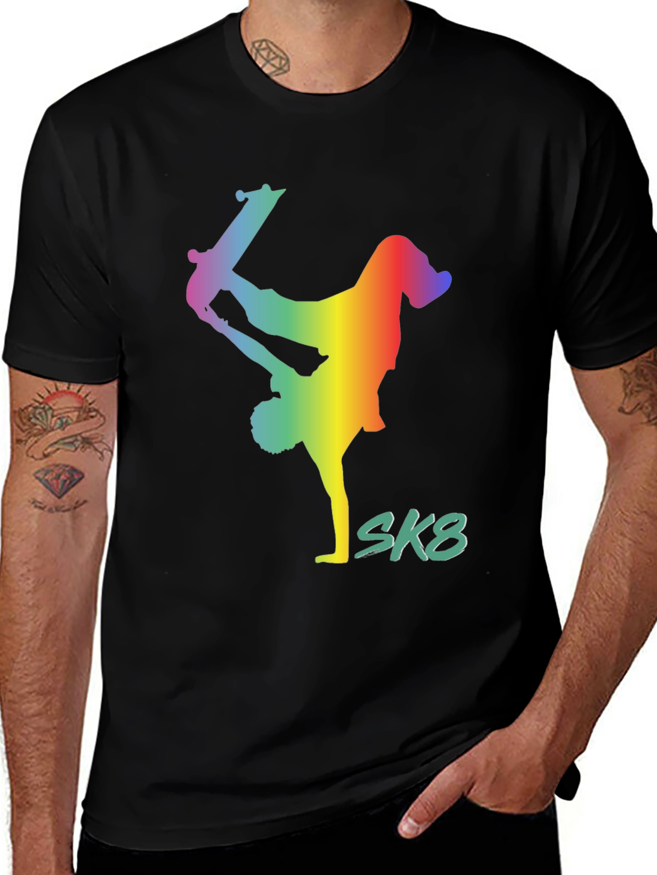 Rainbow Skateboarder Graphic Tee - SK8