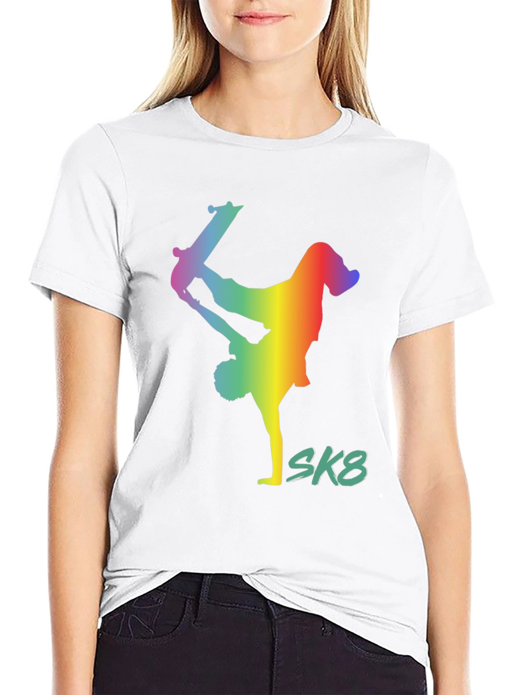 Rainbow Skateboarder Graphic Tee - SK8