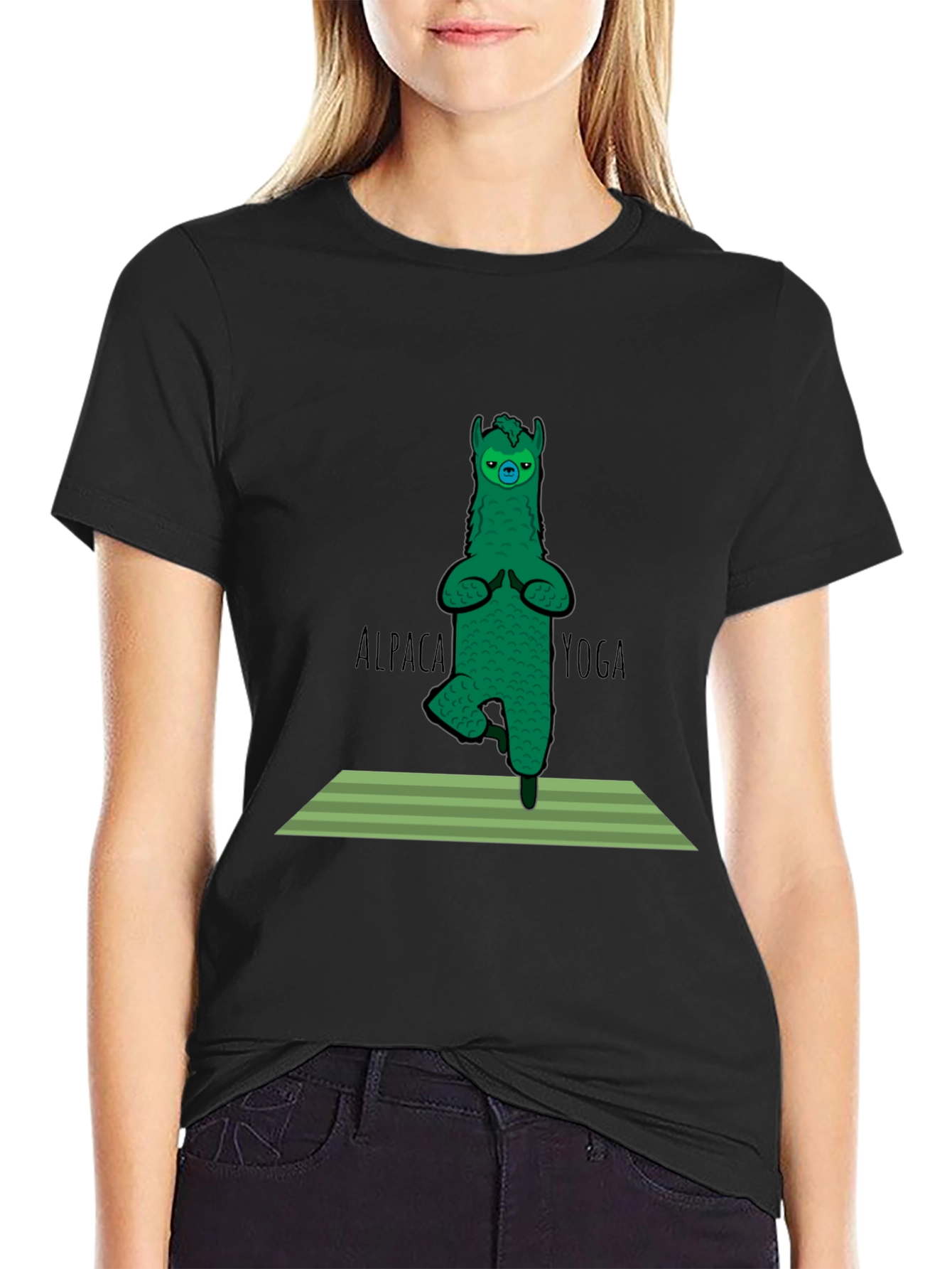 Alpaca Yoga Black T-Shirt