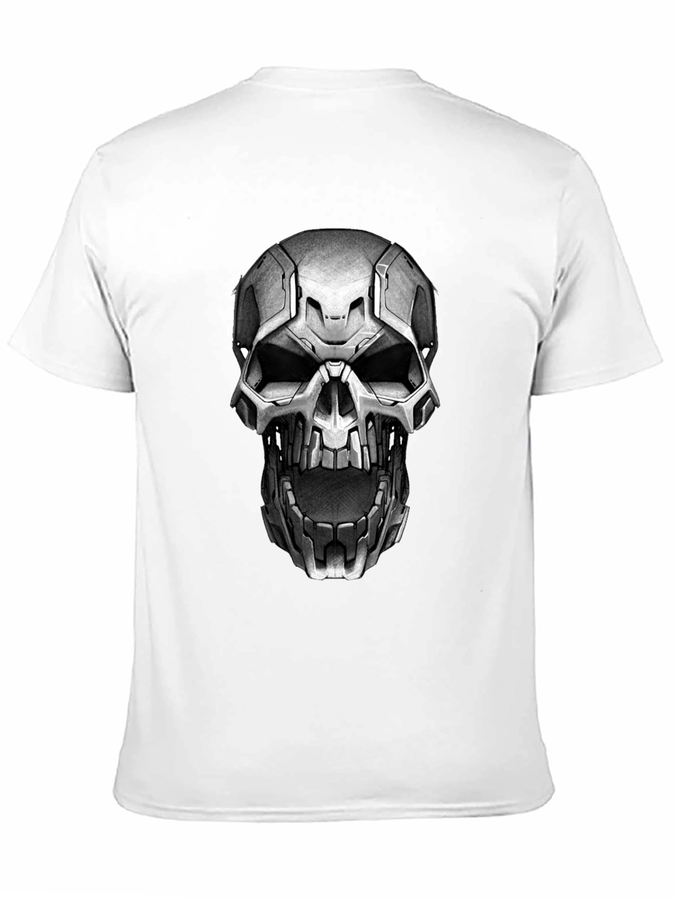 Cyber Skull Graphic Tee - Black Cotton