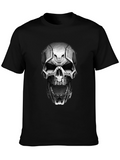Cyber Skull Graphic Tee - Black Cotton