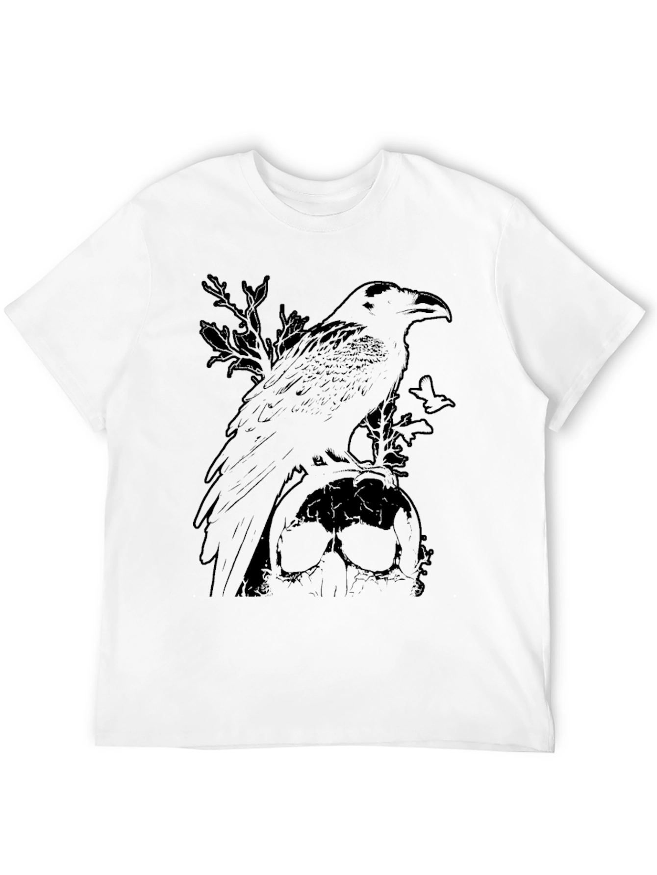 Raven & Skull Graphic Tee - Dark Gothic Style