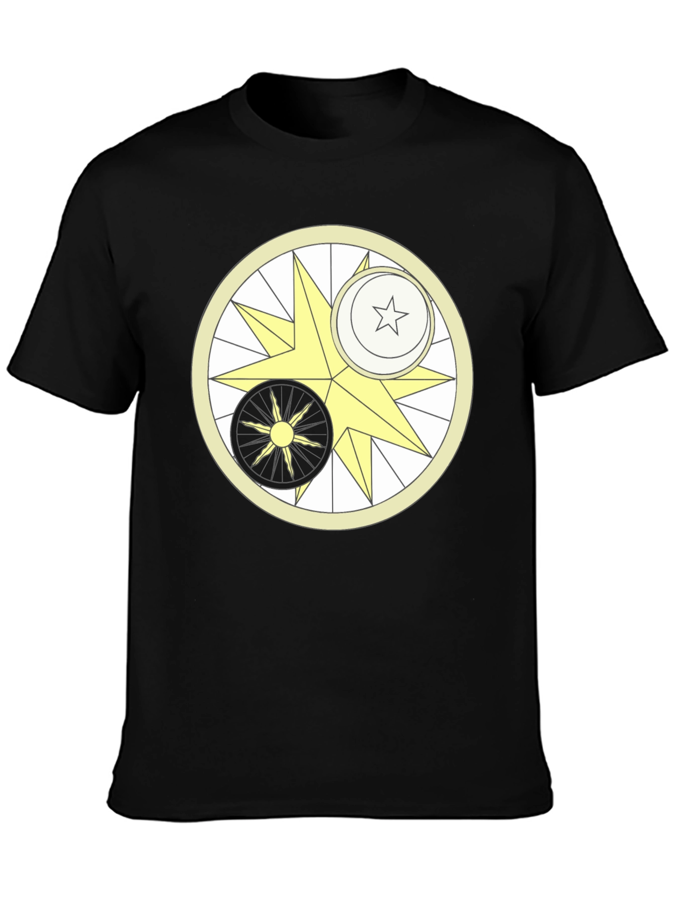 Celestial Harmony T-Shirt - Sun Moon & Star Design