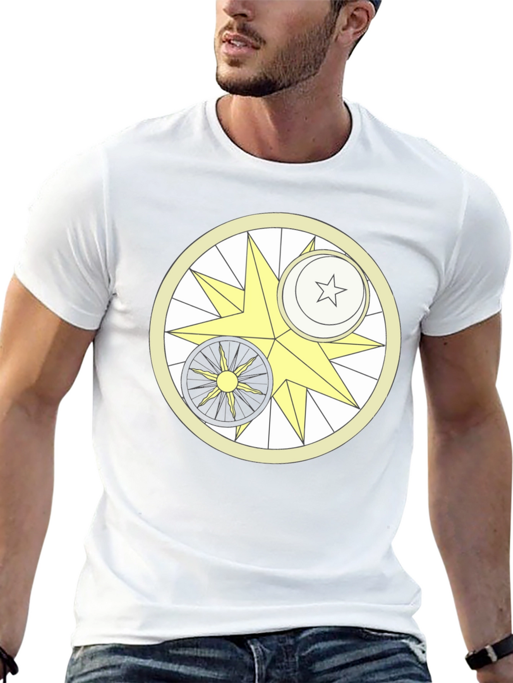Celestial Harmony T-Shirt - Sun Moon & Star Design
