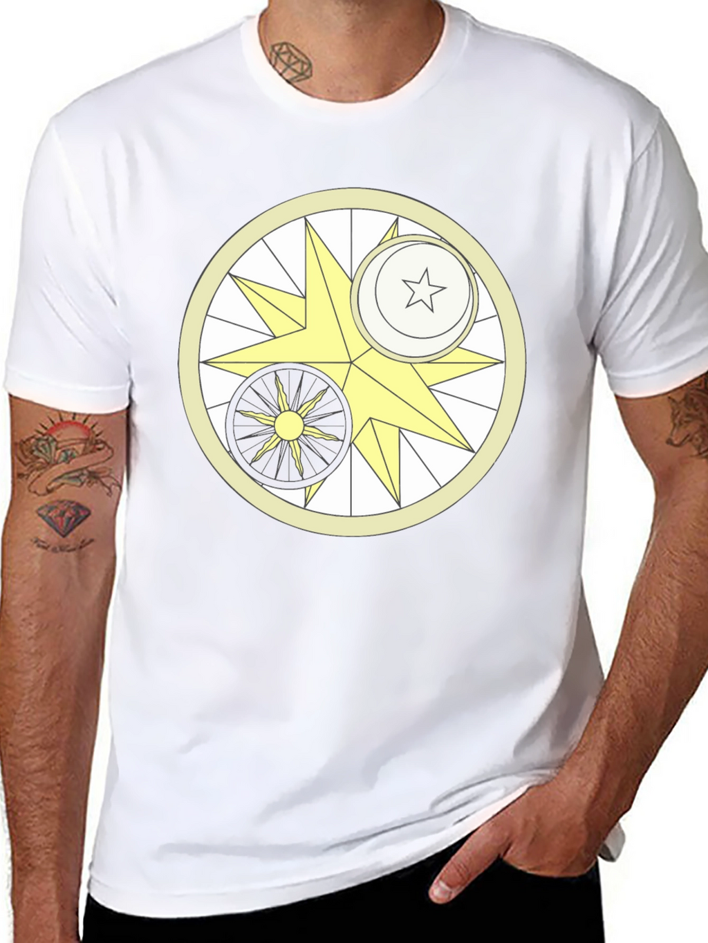 Celestial Harmony T-Shirt - Sun Moon & Star Design