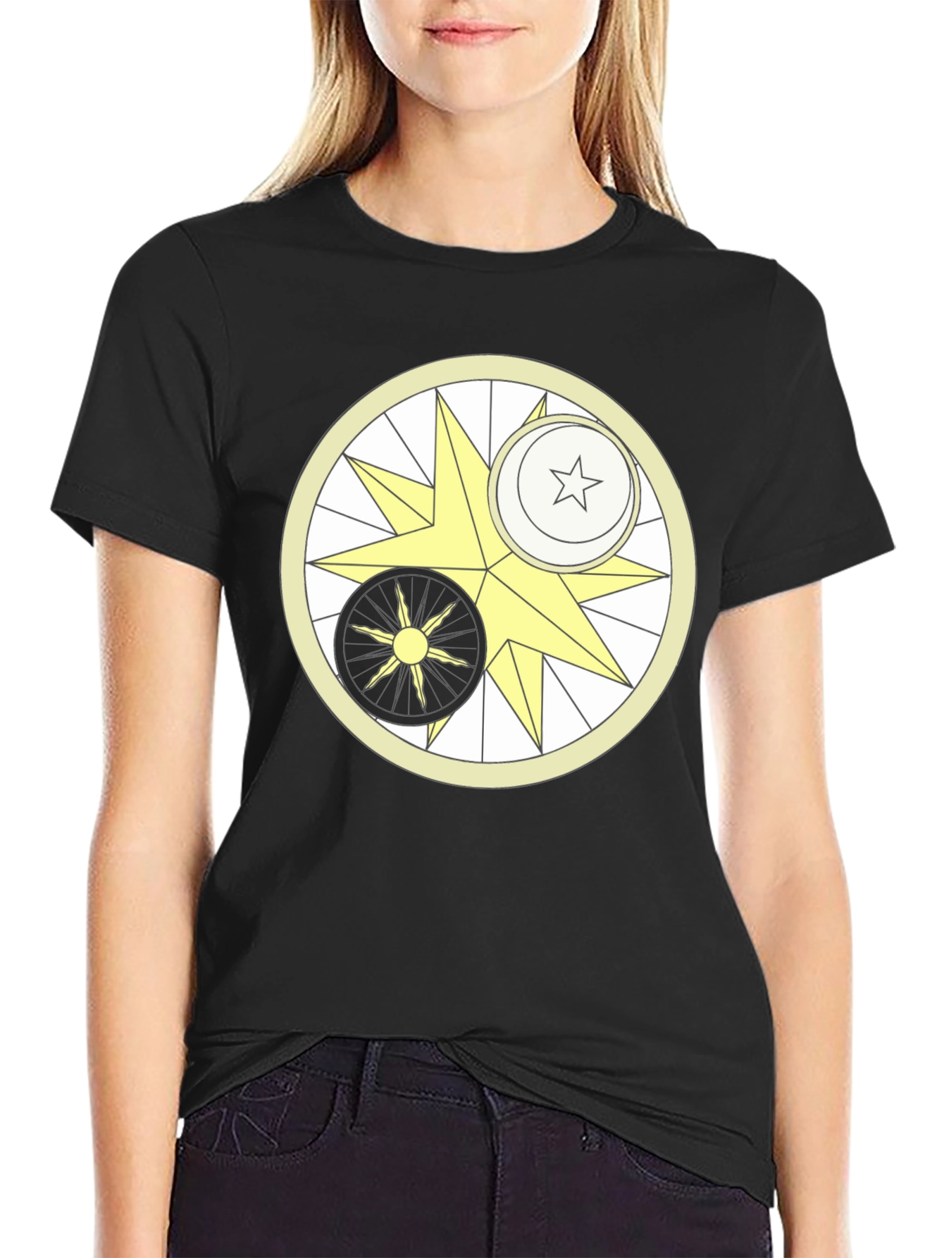 Celestial Harmony T-Shirt - Sun Moon & Star Design
