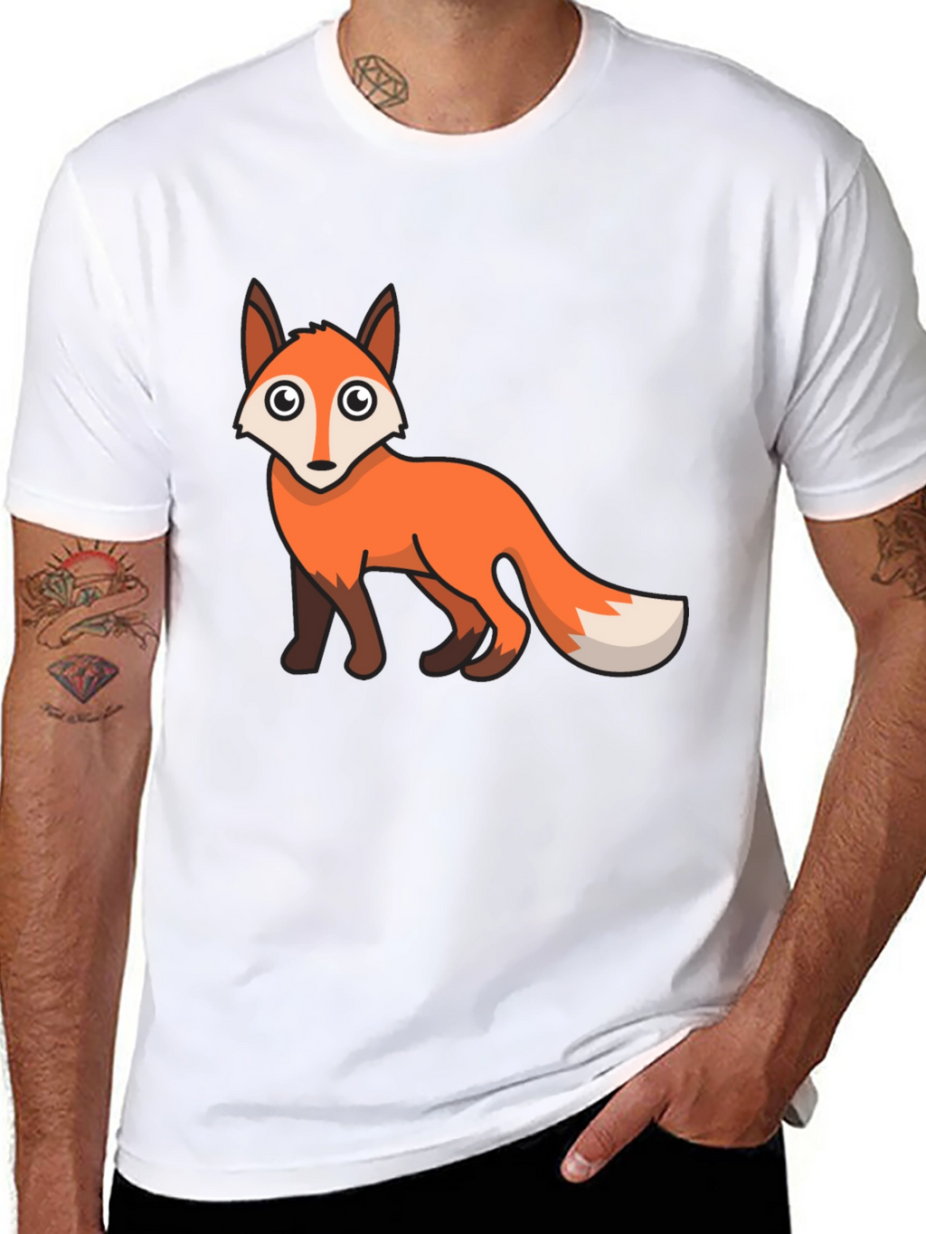 Fox Graphic T-Shirt - Black Cotton Blend Tee