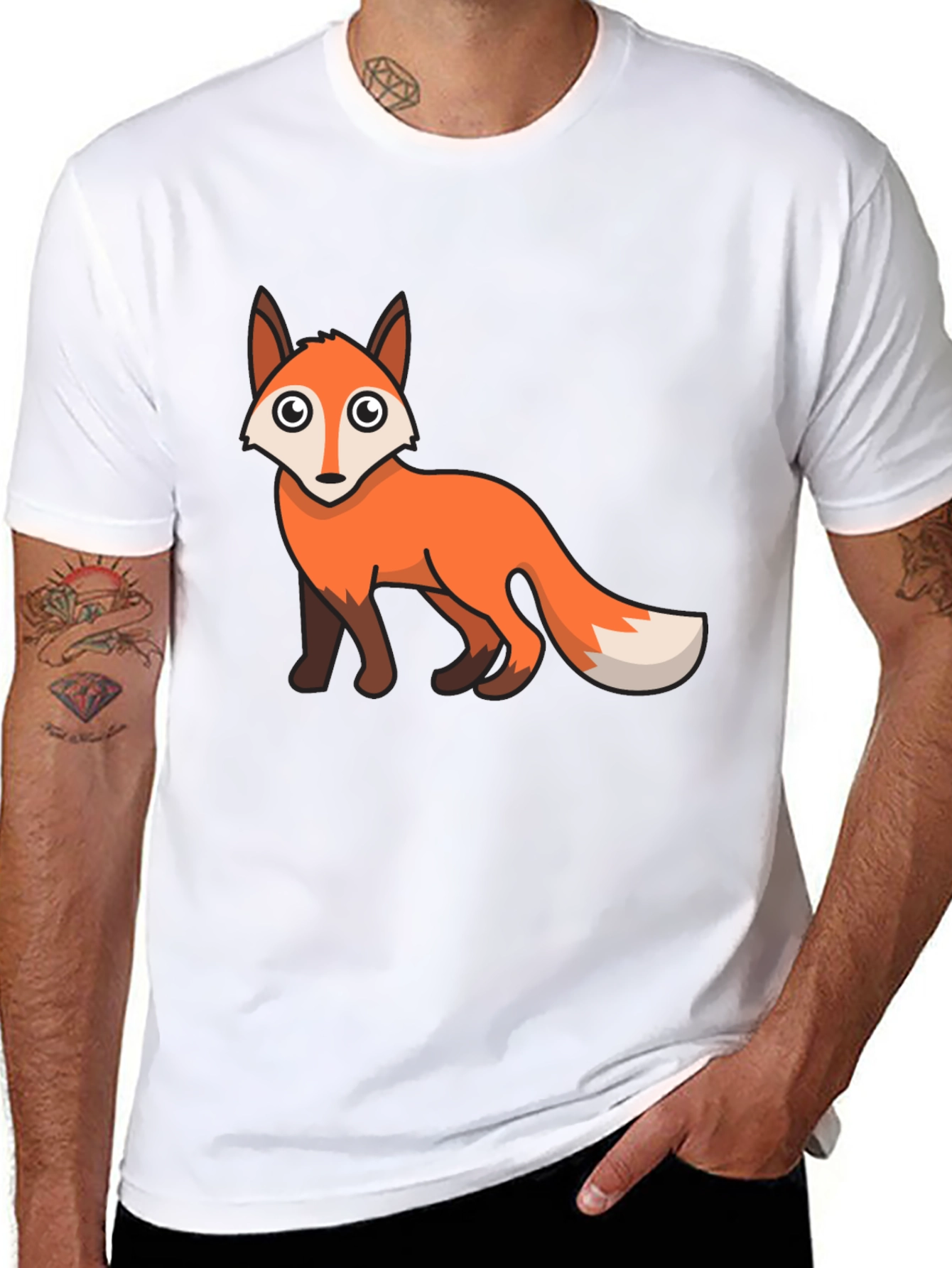Fox Graphic T-Shirt - Black Cotton Blend Tee