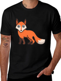Fox Graphic T-Shirt - Black Cotton Blend Tee