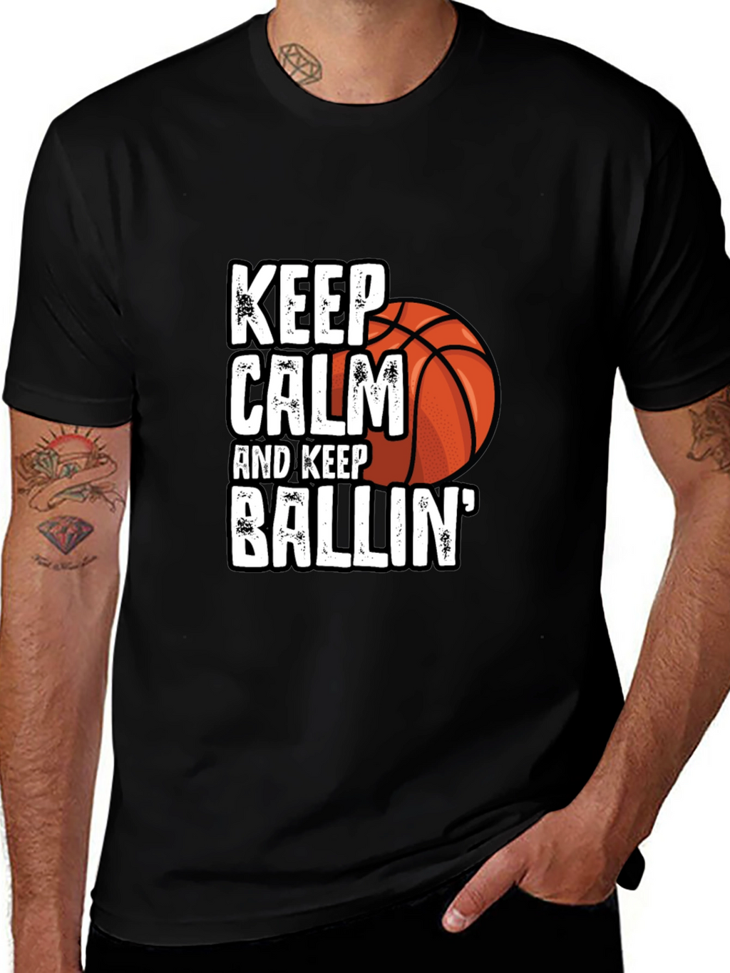 Keep Calm & Keep Ballin Black T-Shirt