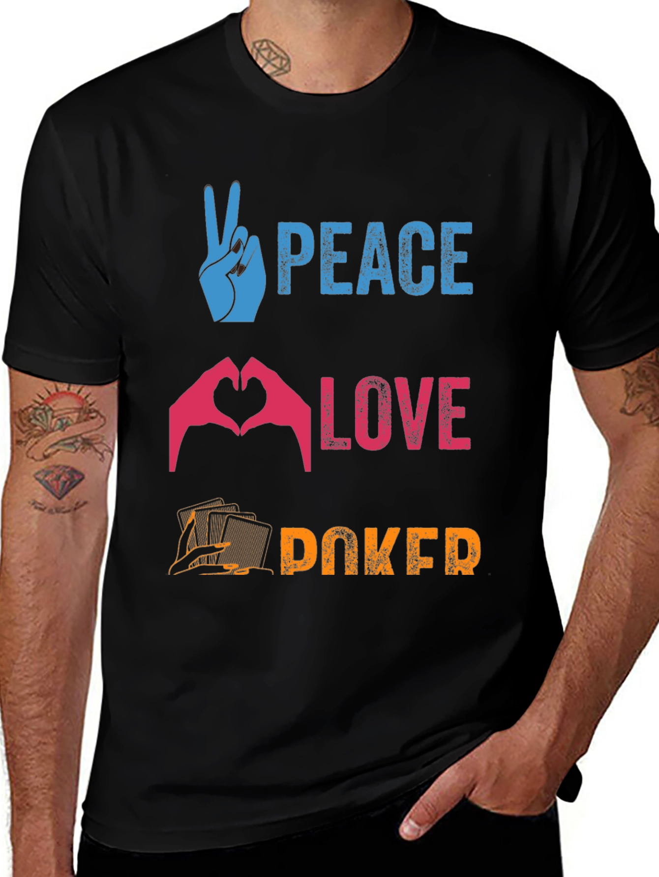 Peace Love Poker Graphic T-Shirt