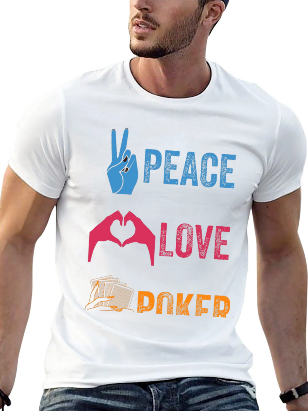 Peace Love Poker Graphic T-Shirt
