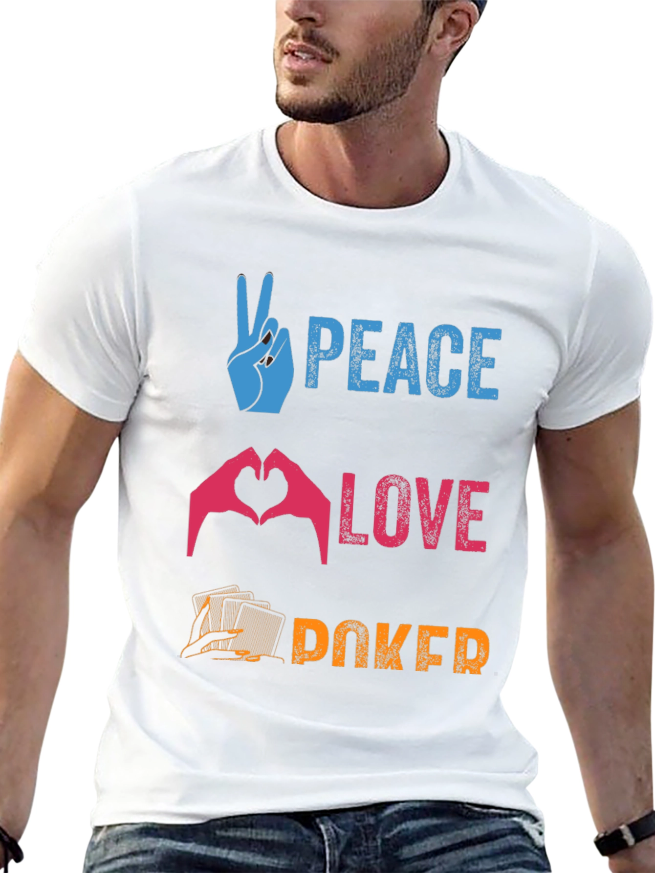 Peace Love Poker Graphic T-Shirt