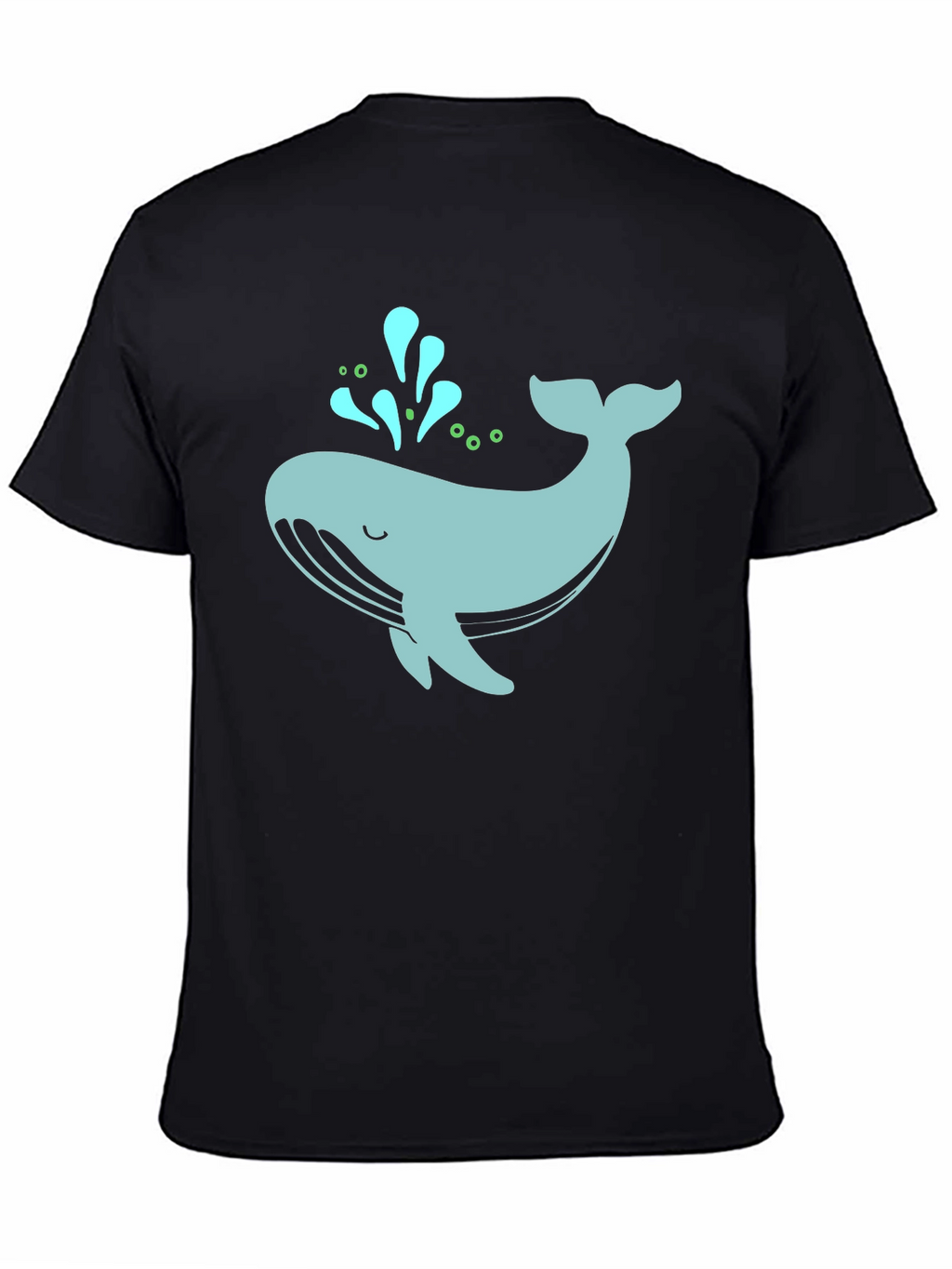 Cute Whale Graphic Tee - Black Cotton T-Shirt