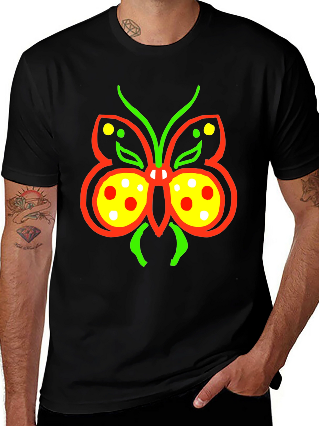 Butterfly Graphic Tee - Quirky Black T-Shirt