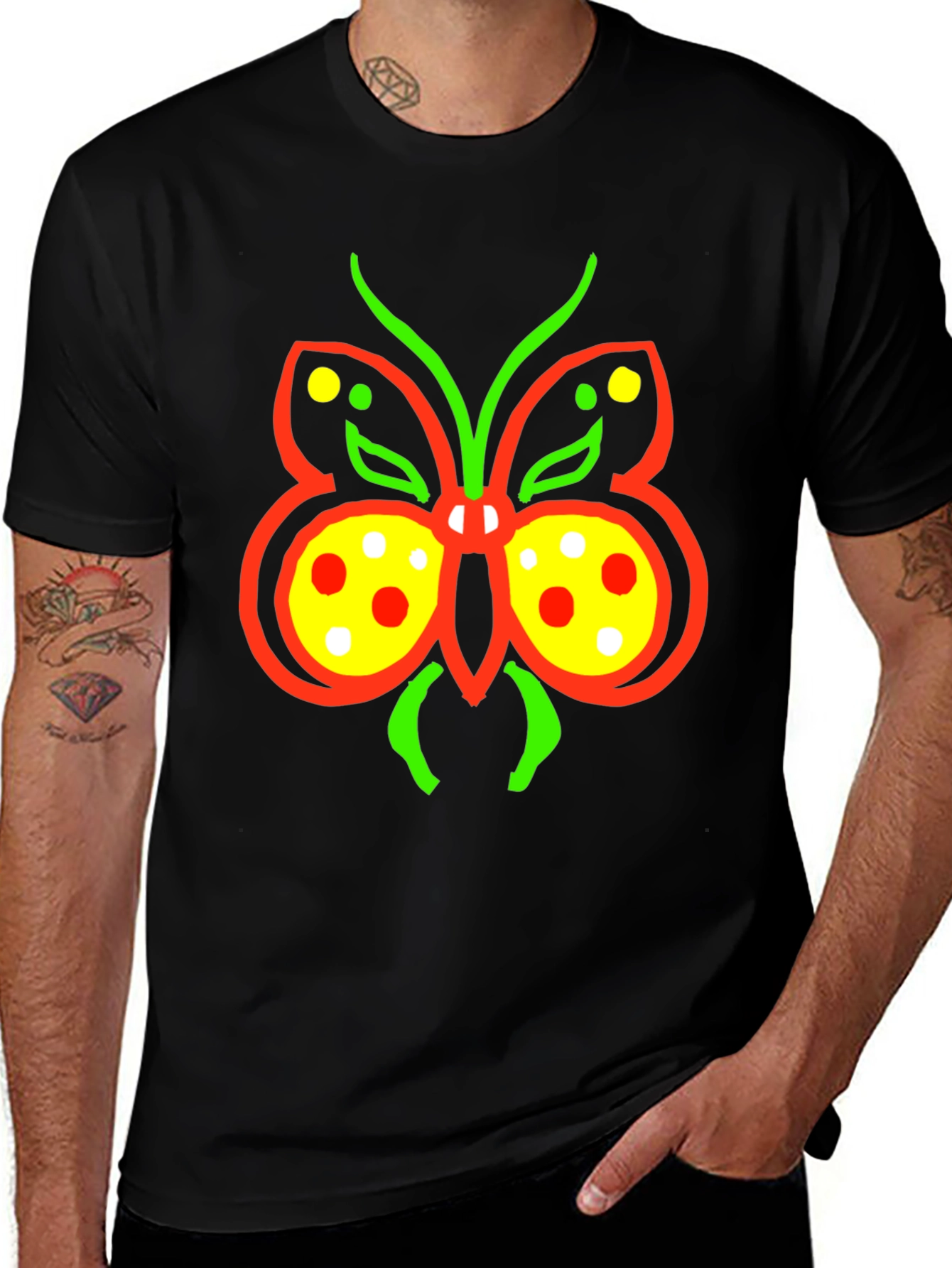 Butterfly Graphic Tee - Quirky Black T-Shirt
