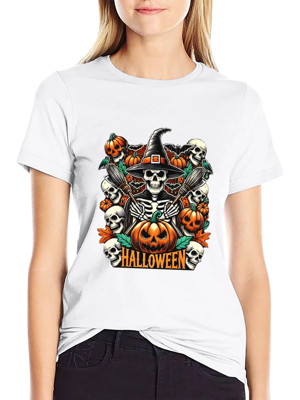 Halloween Witch Skeleton T-Shirt