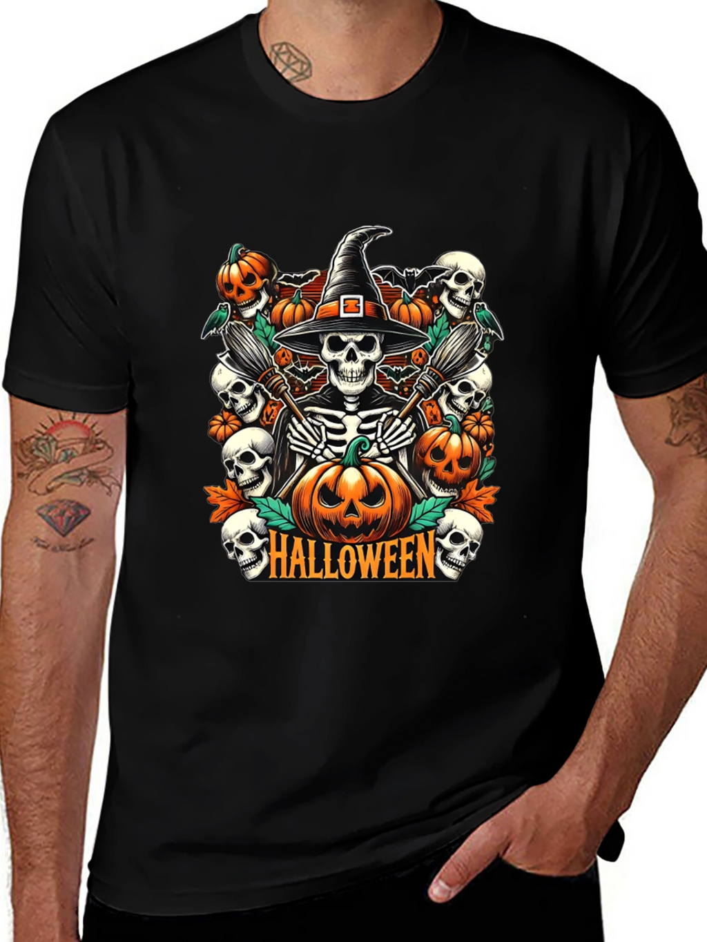 Halloween Witch Skeleton T-Shirt