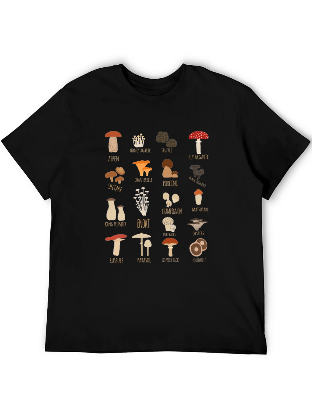 Mushroom Varieties Graphic Print T-Shirt