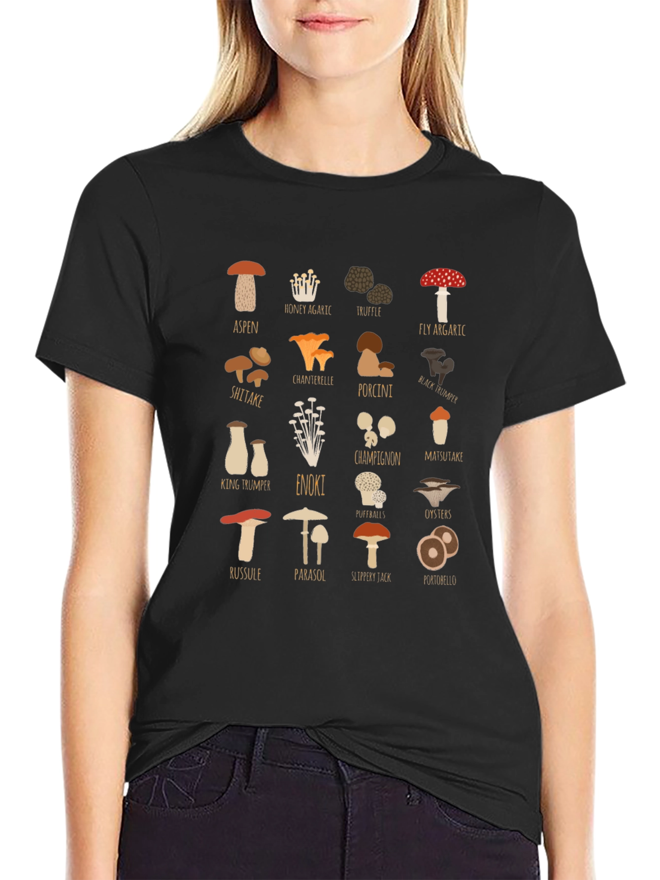 Mushroom Varieties Graphic Print T-Shirt