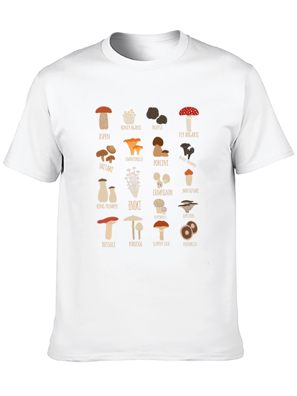 Mushroom Varieties Graphic Print T-Shirt