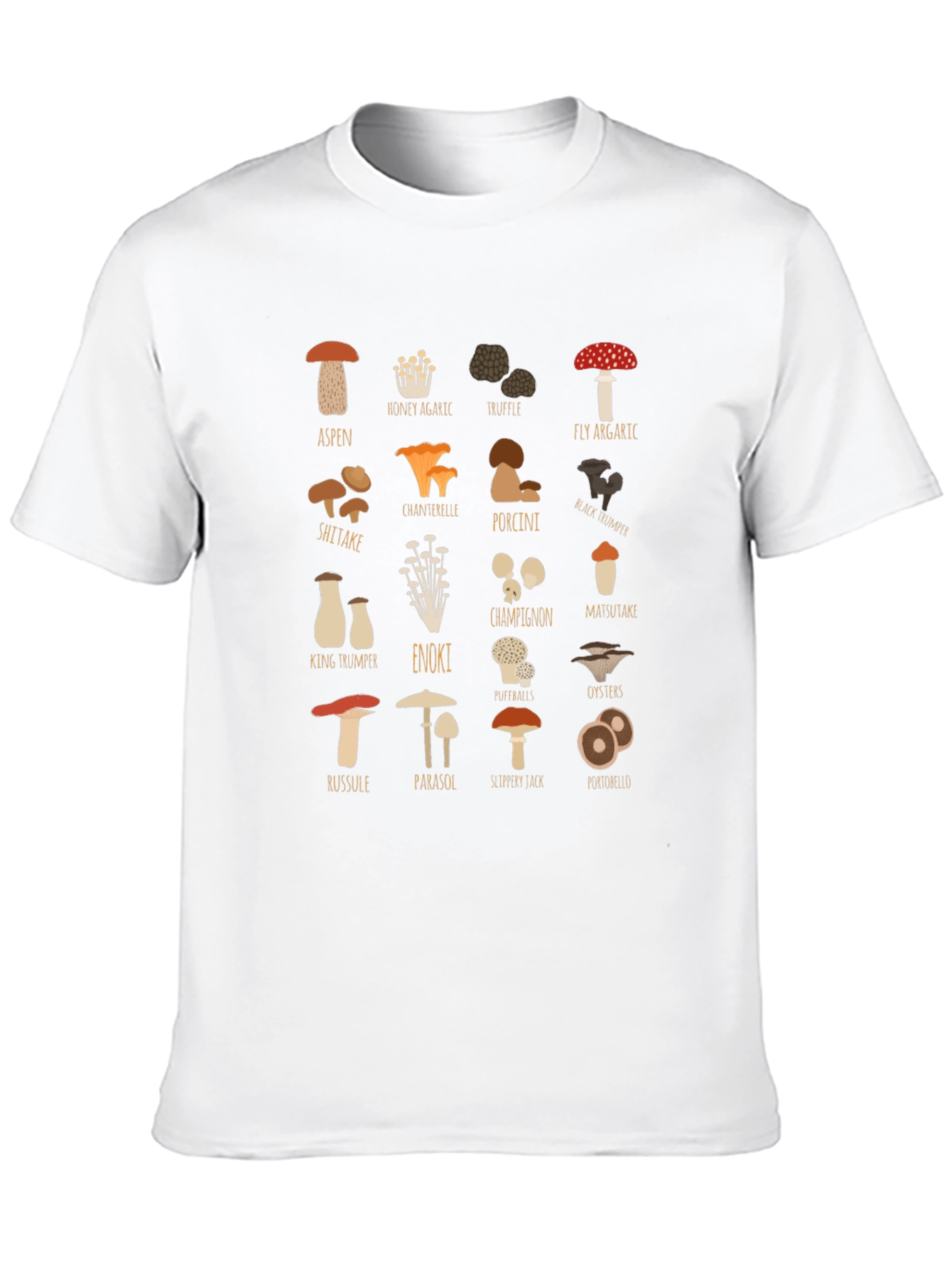 Mushroom Varieties Graphic Print T-Shirt