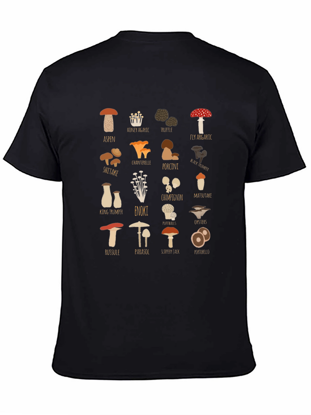 Mushroom Varieties Graphic Print T-Shirt