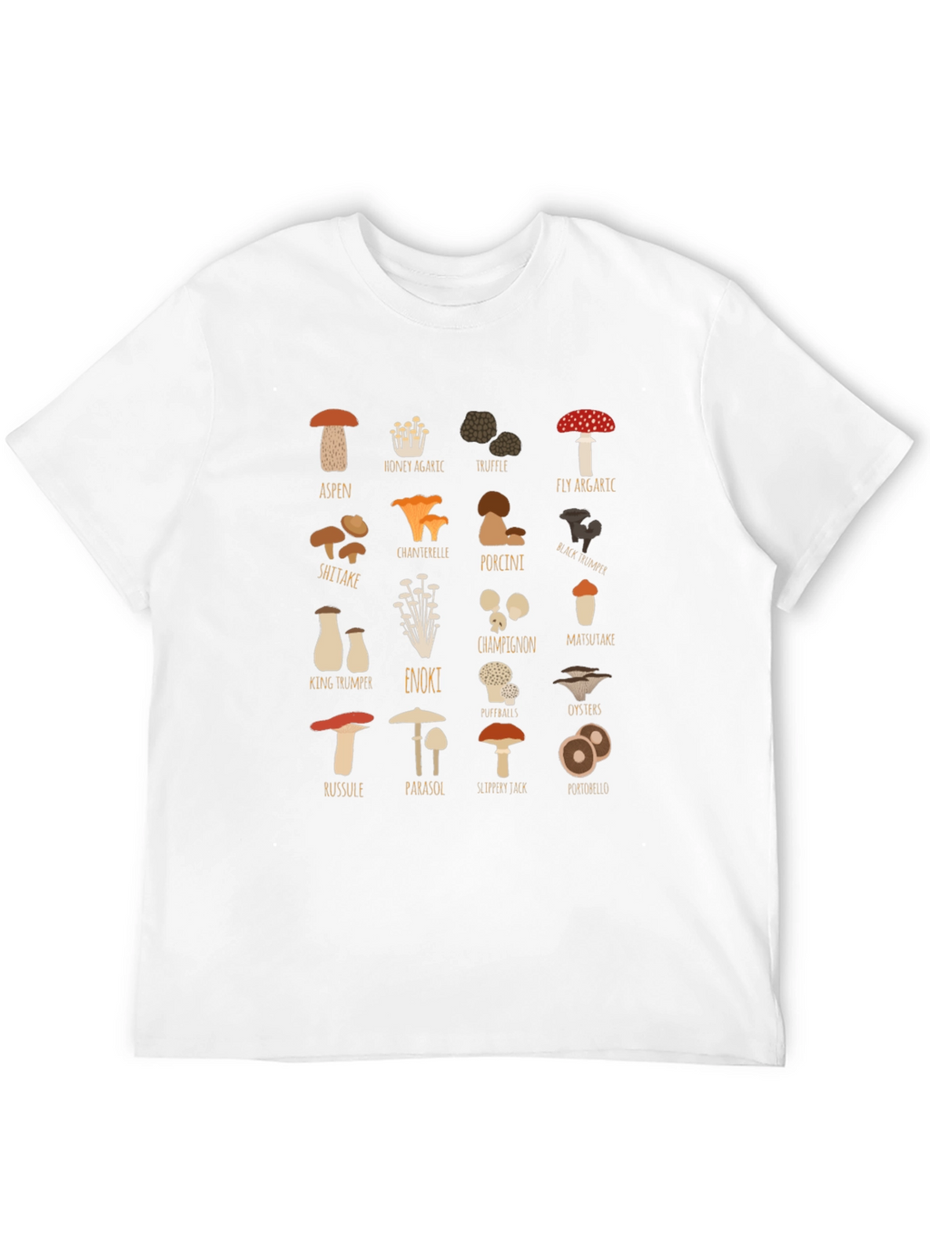 Mushroom Varieties Graphic Print T-Shirt
