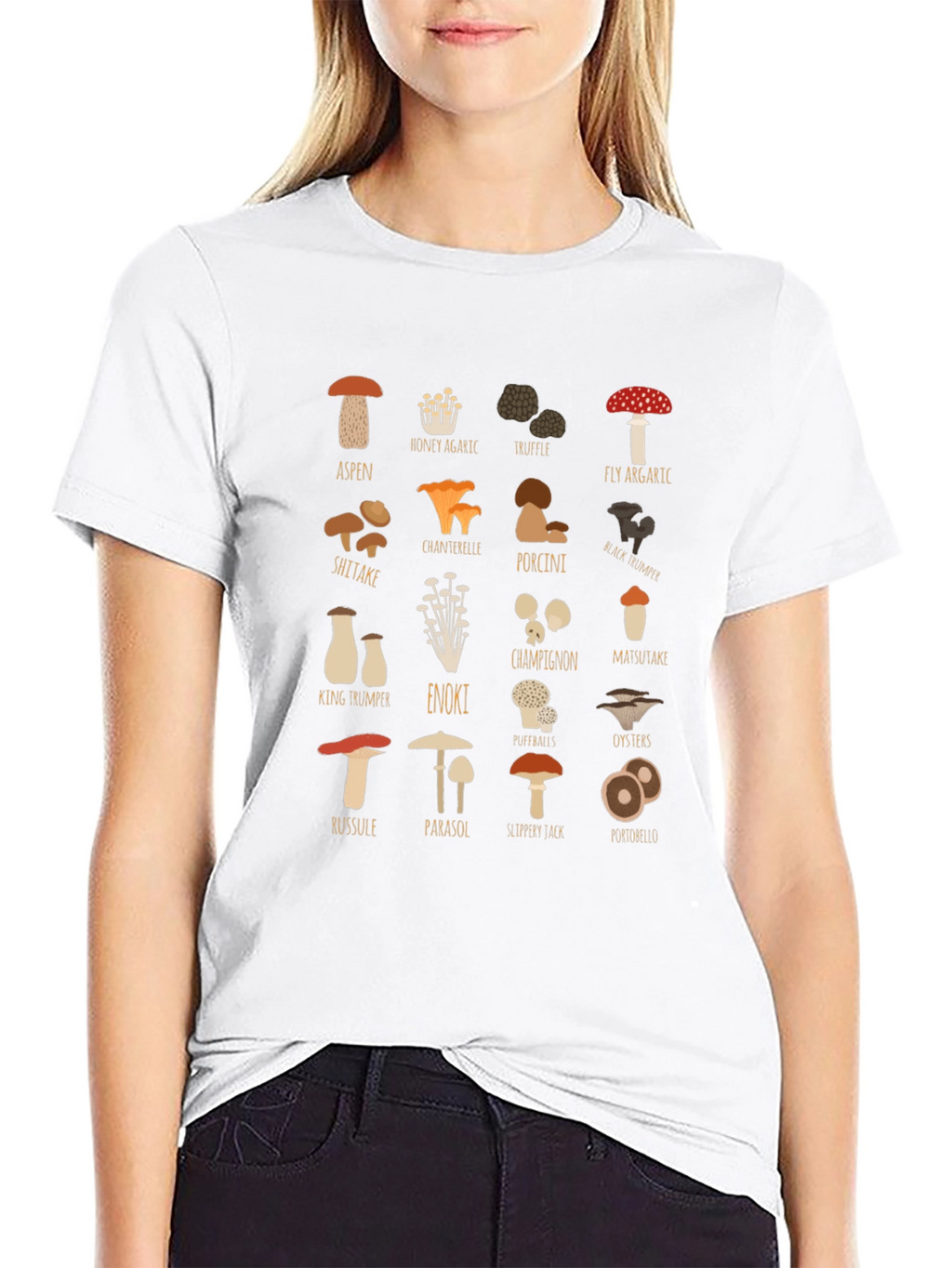 Mushroom Varieties Graphic Print T-Shirt