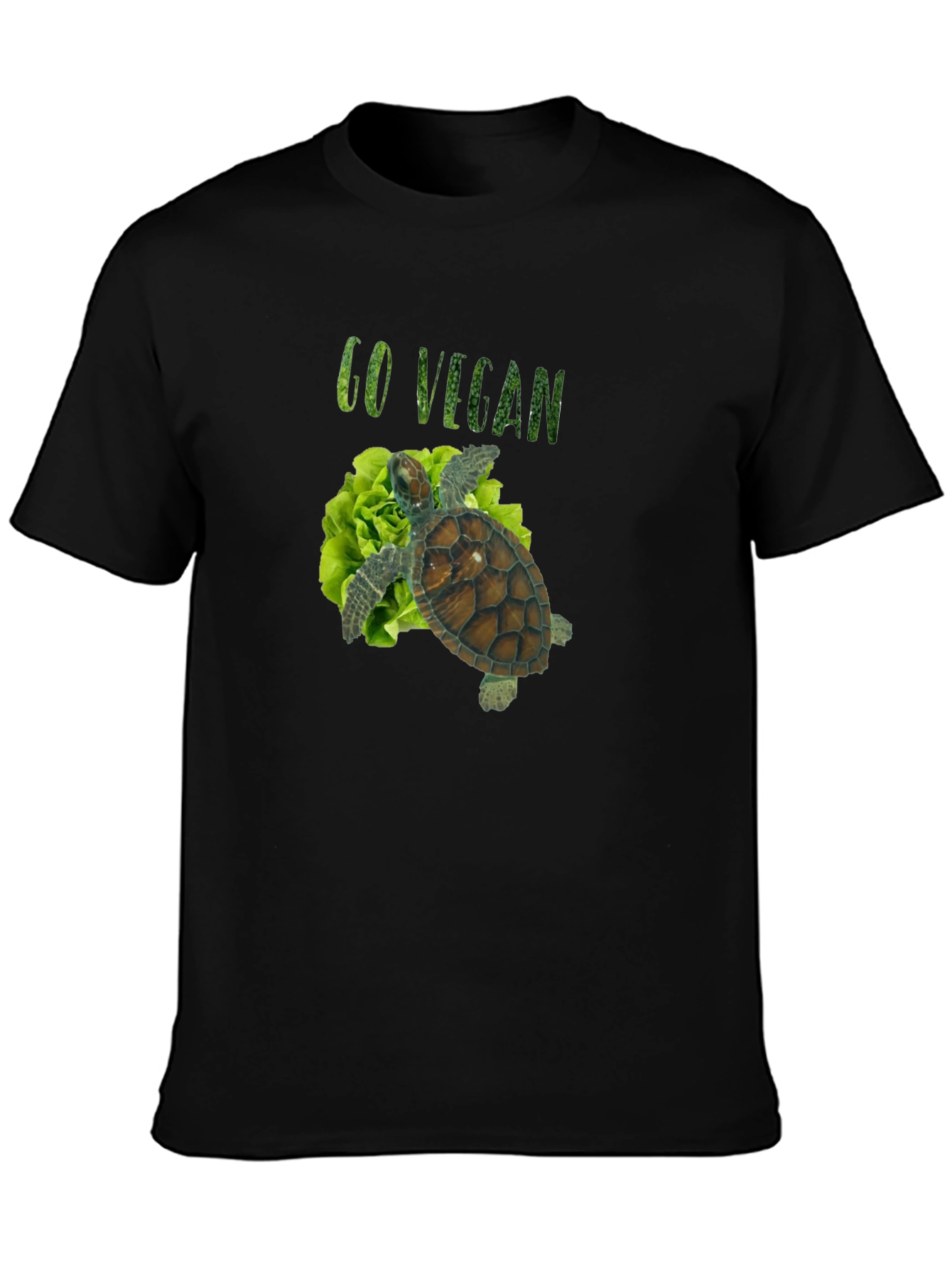 Go Vegan Turtle Tee - Unisex Black T-Shirt