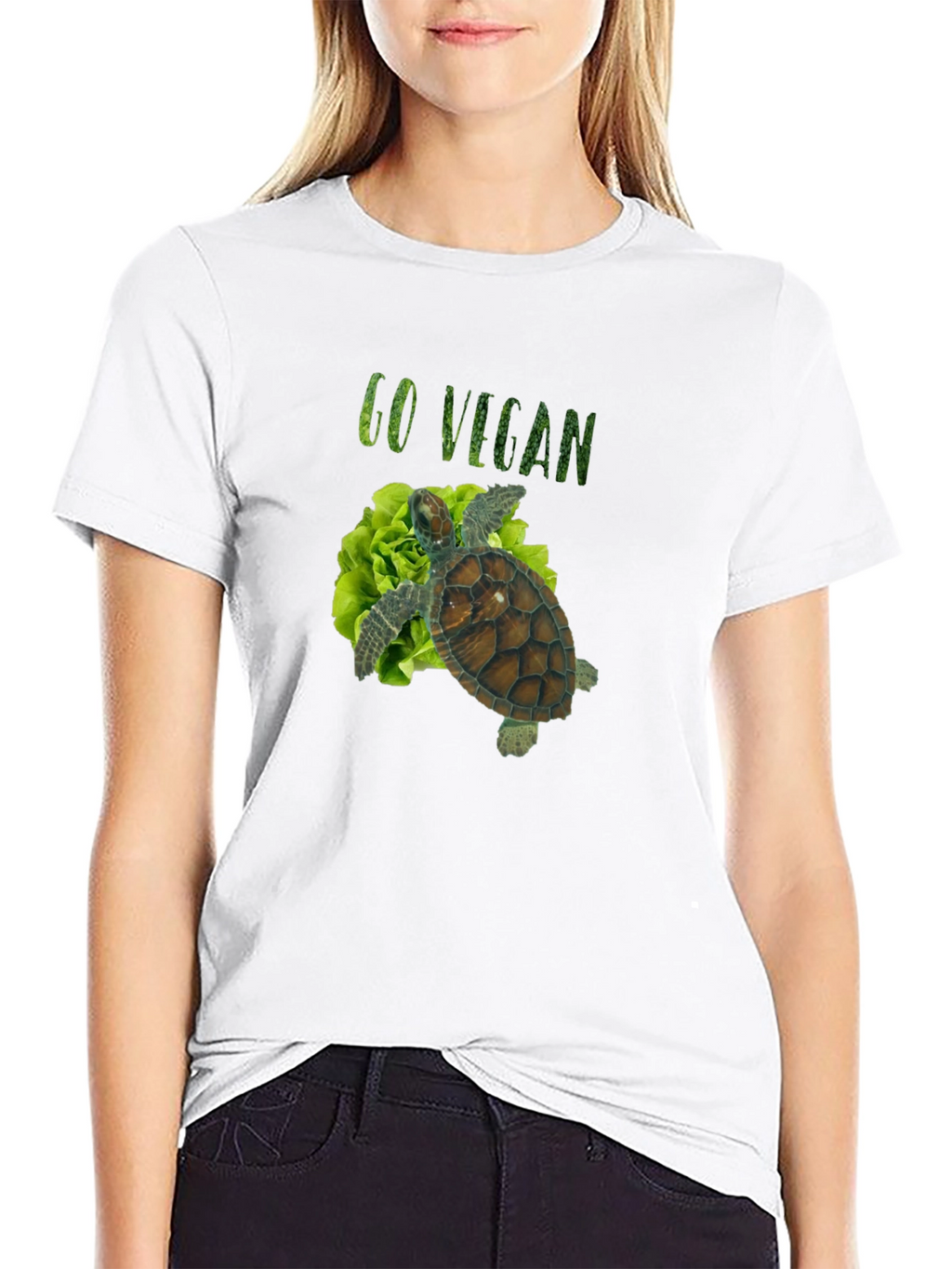 Go Vegan Turtle Tee - Unisex Black T-Shirt