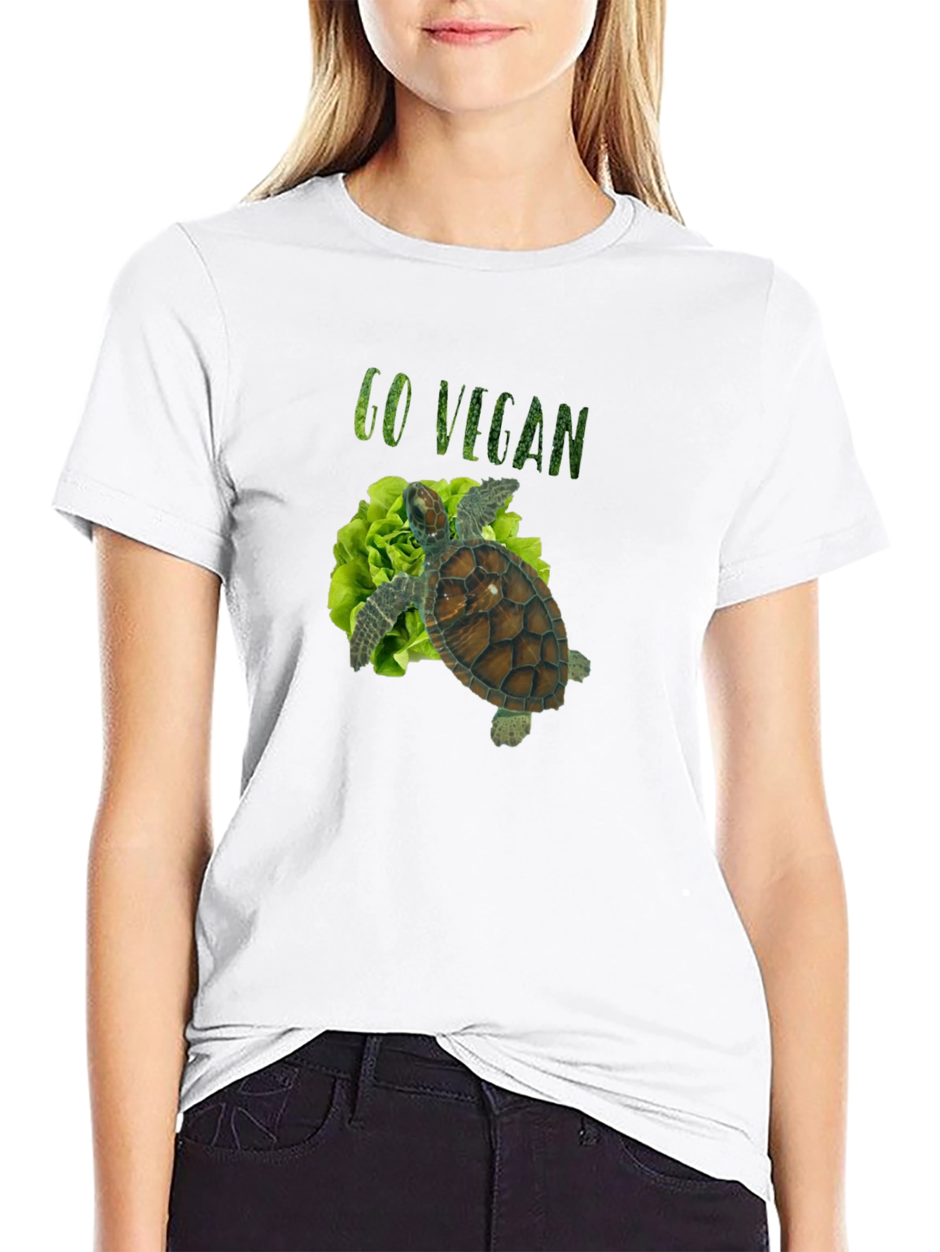 Go Vegan Turtle Tee - Unisex Black T-Shirt