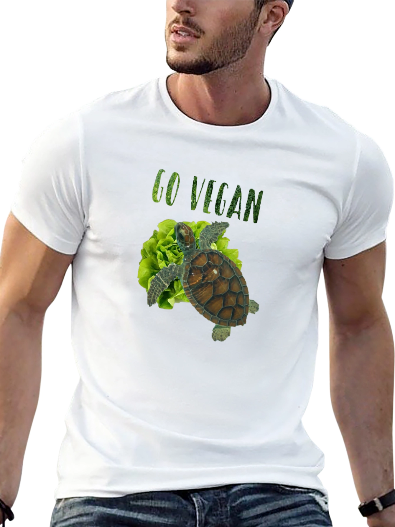 Go Vegan Turtle Tee - Unisex Black T-Shirt