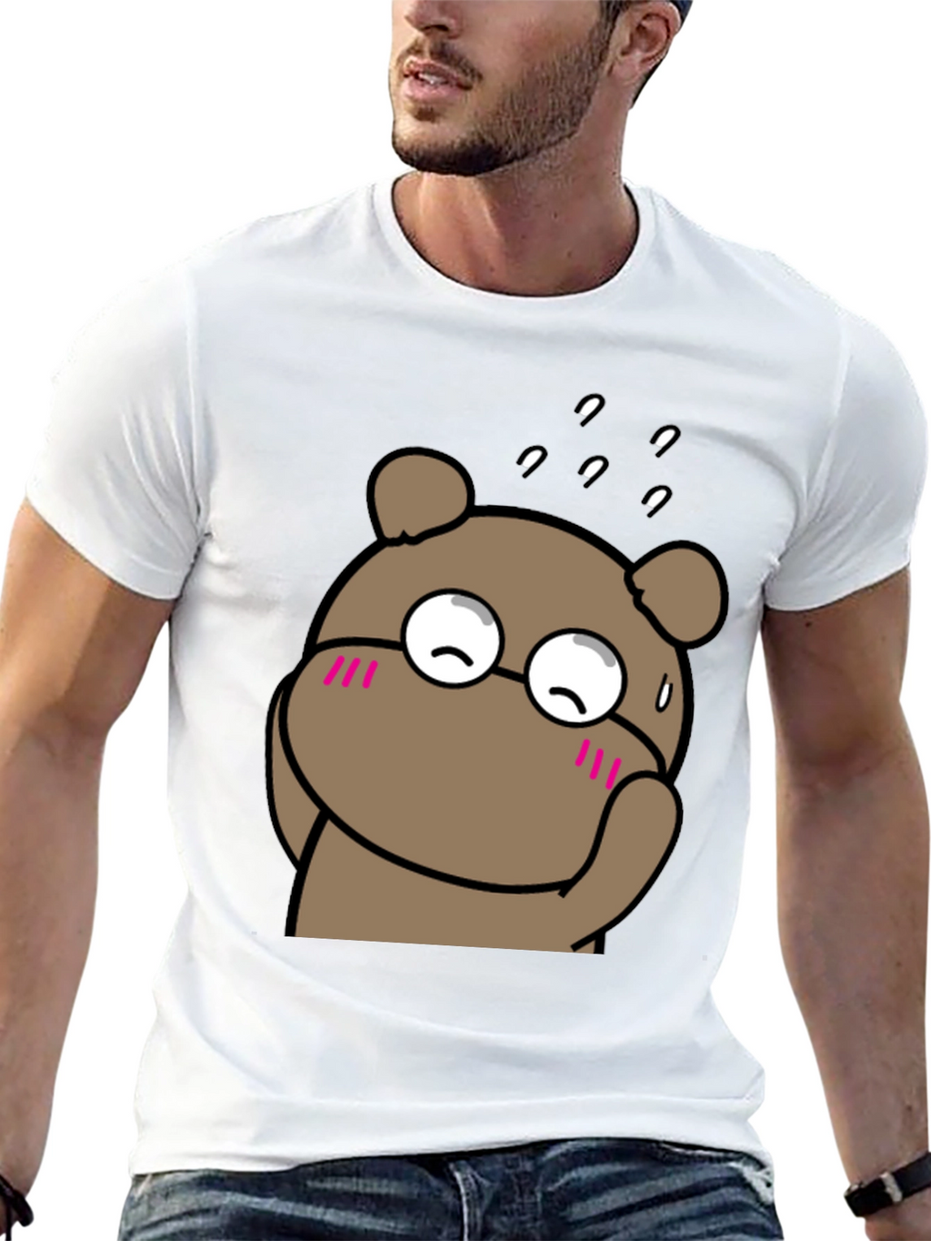 Cute Bear Graphic Black T-Shirt