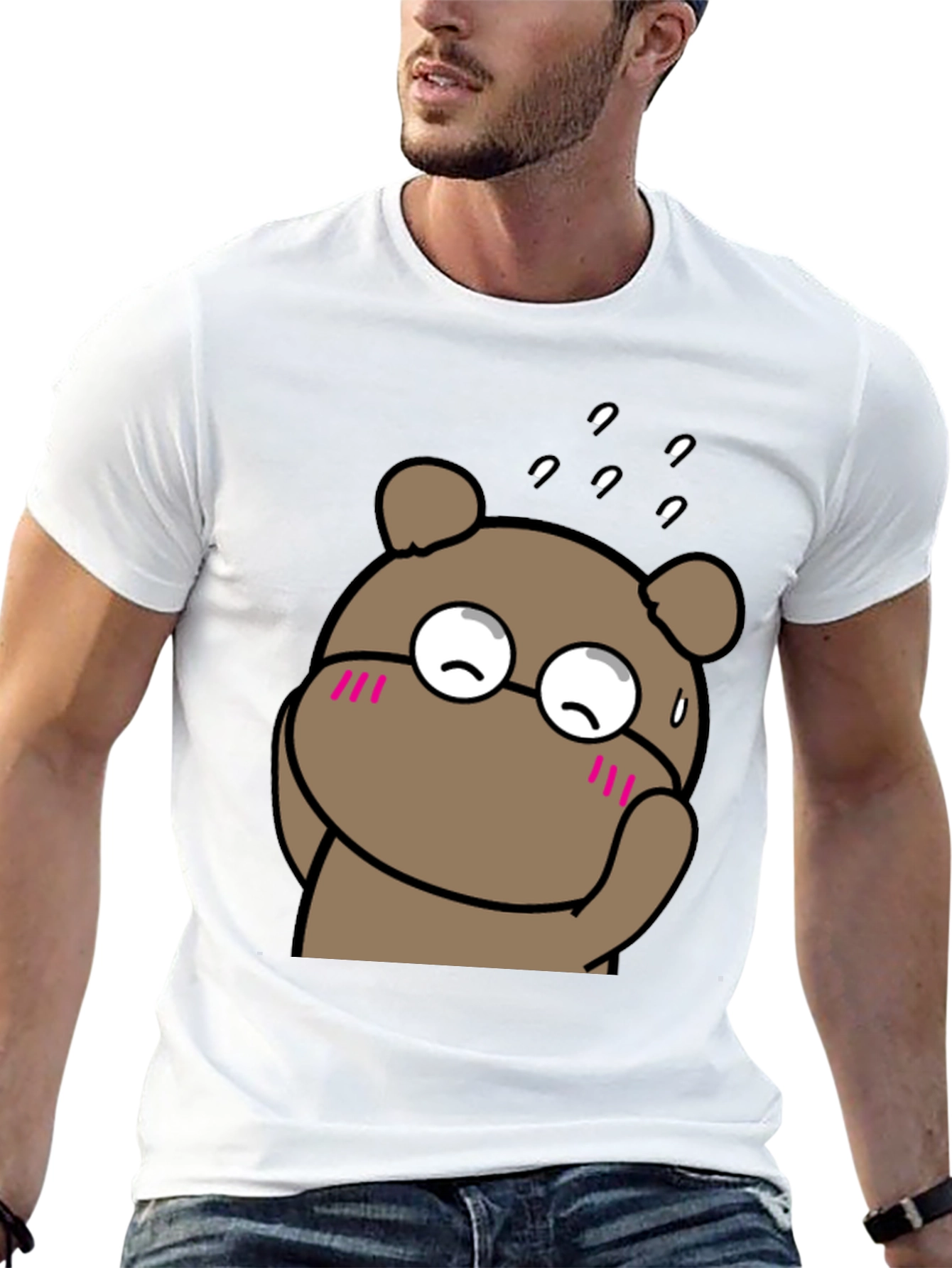 Cute Bear Graphic Black T-Shirt