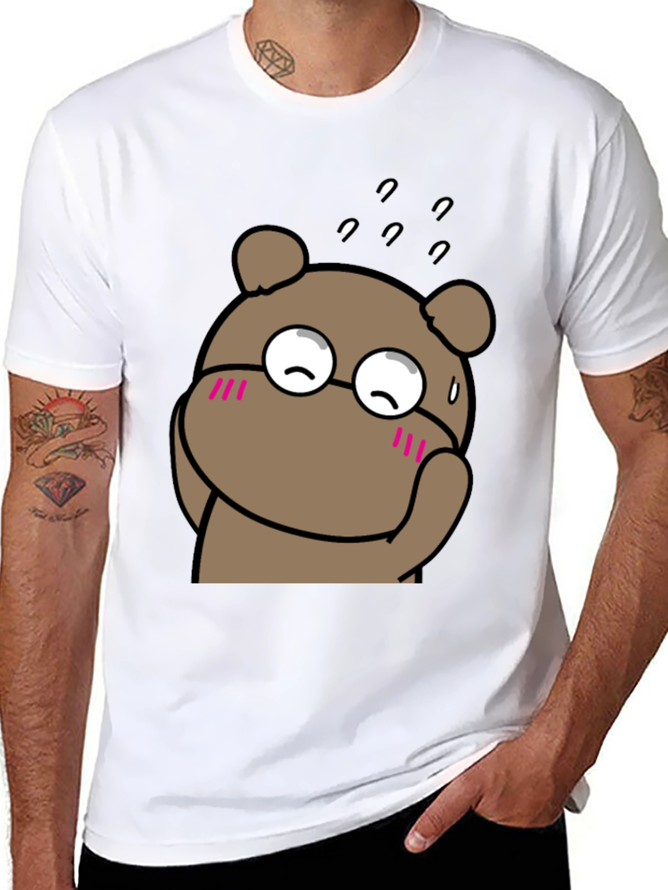 Cute Bear Graphic Black T-Shirt