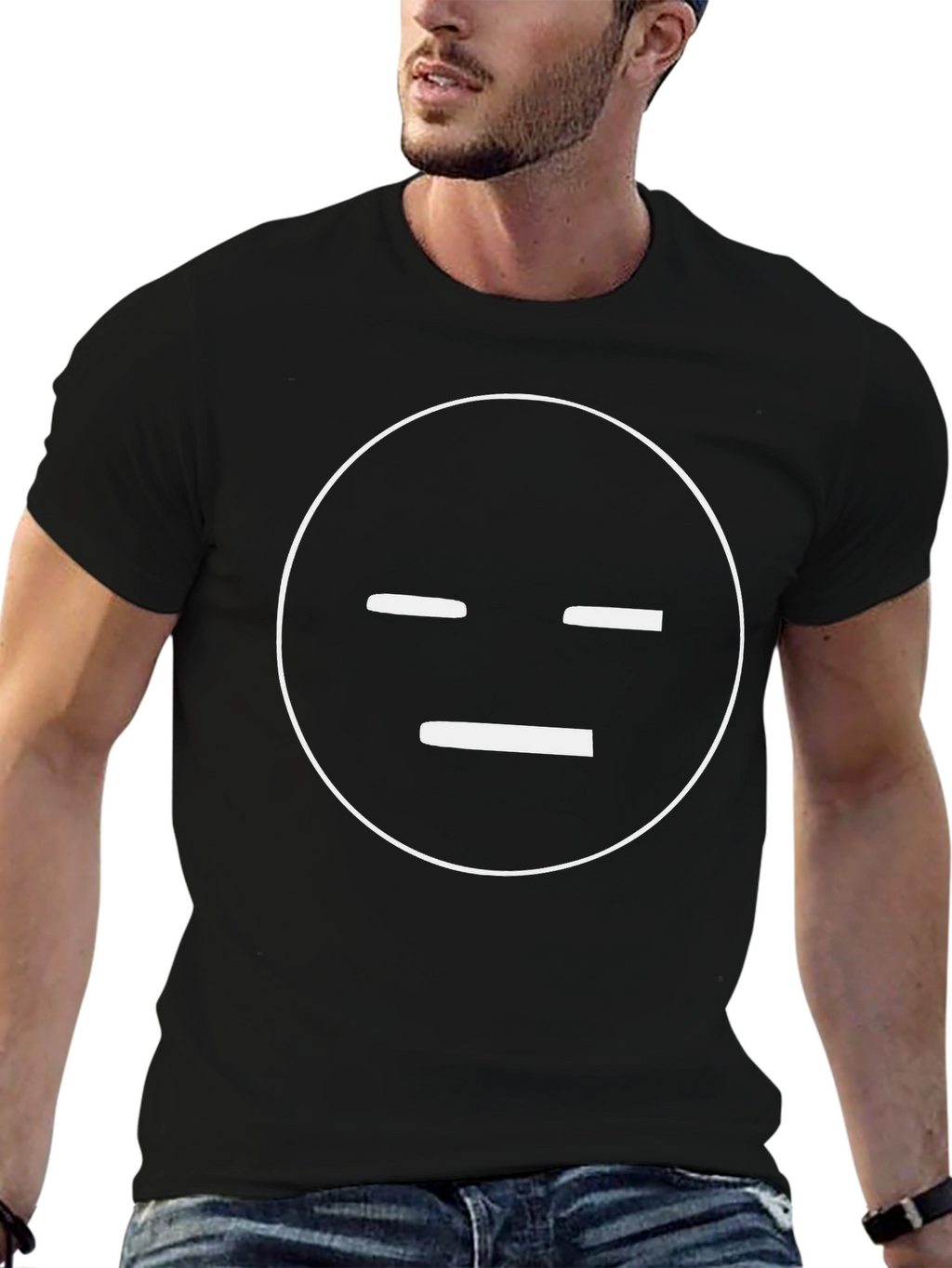 Minimalist Face Graphic Black T-Shirt