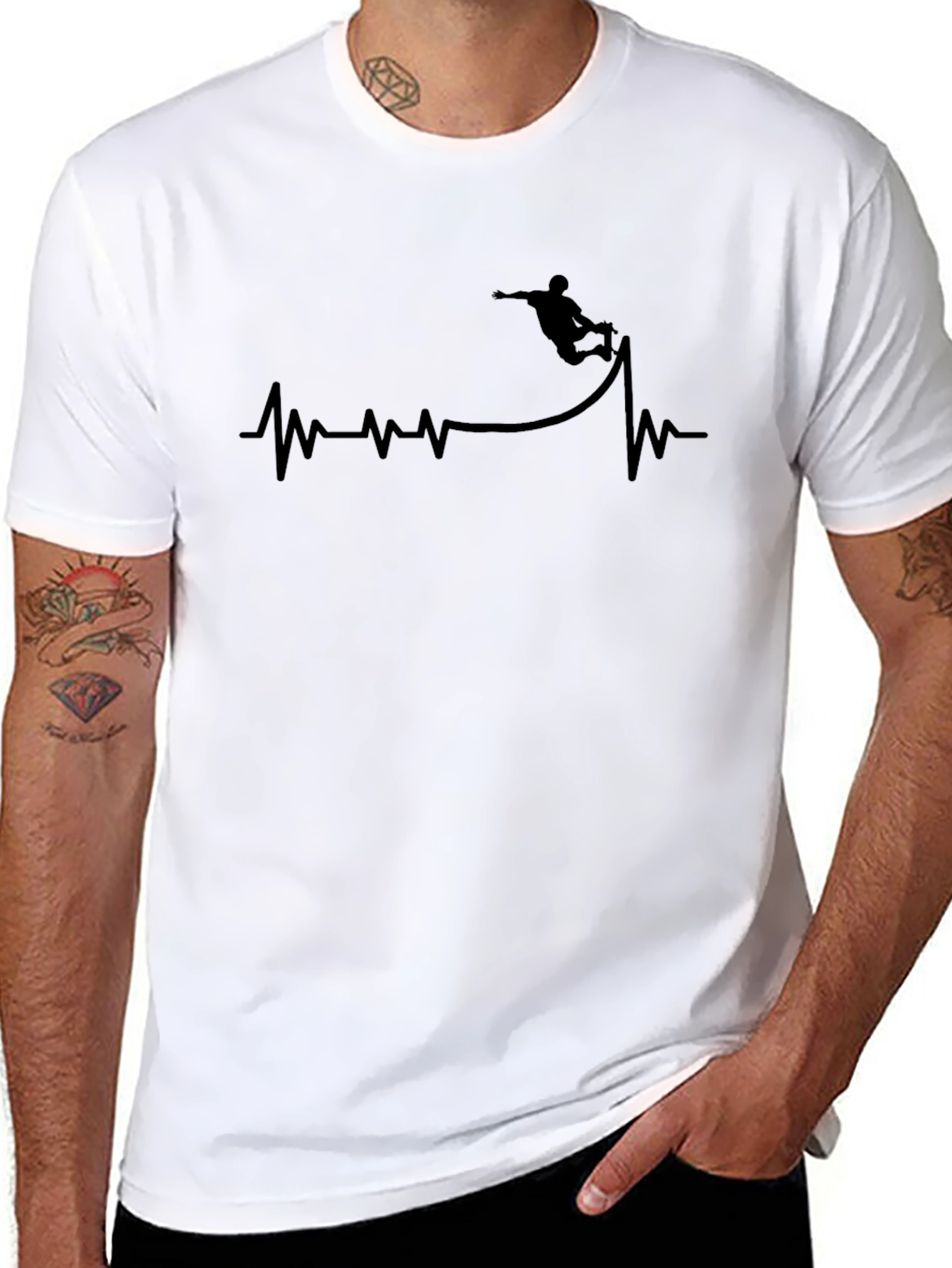 Skateboard Heartbeat Graphic Tee