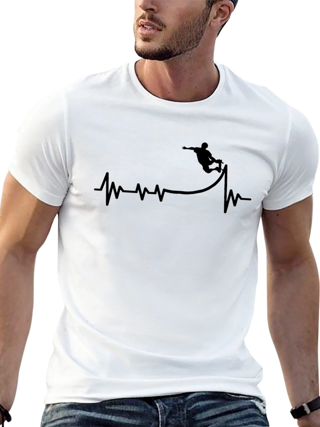 Skateboard Heartbeat Graphic Tee