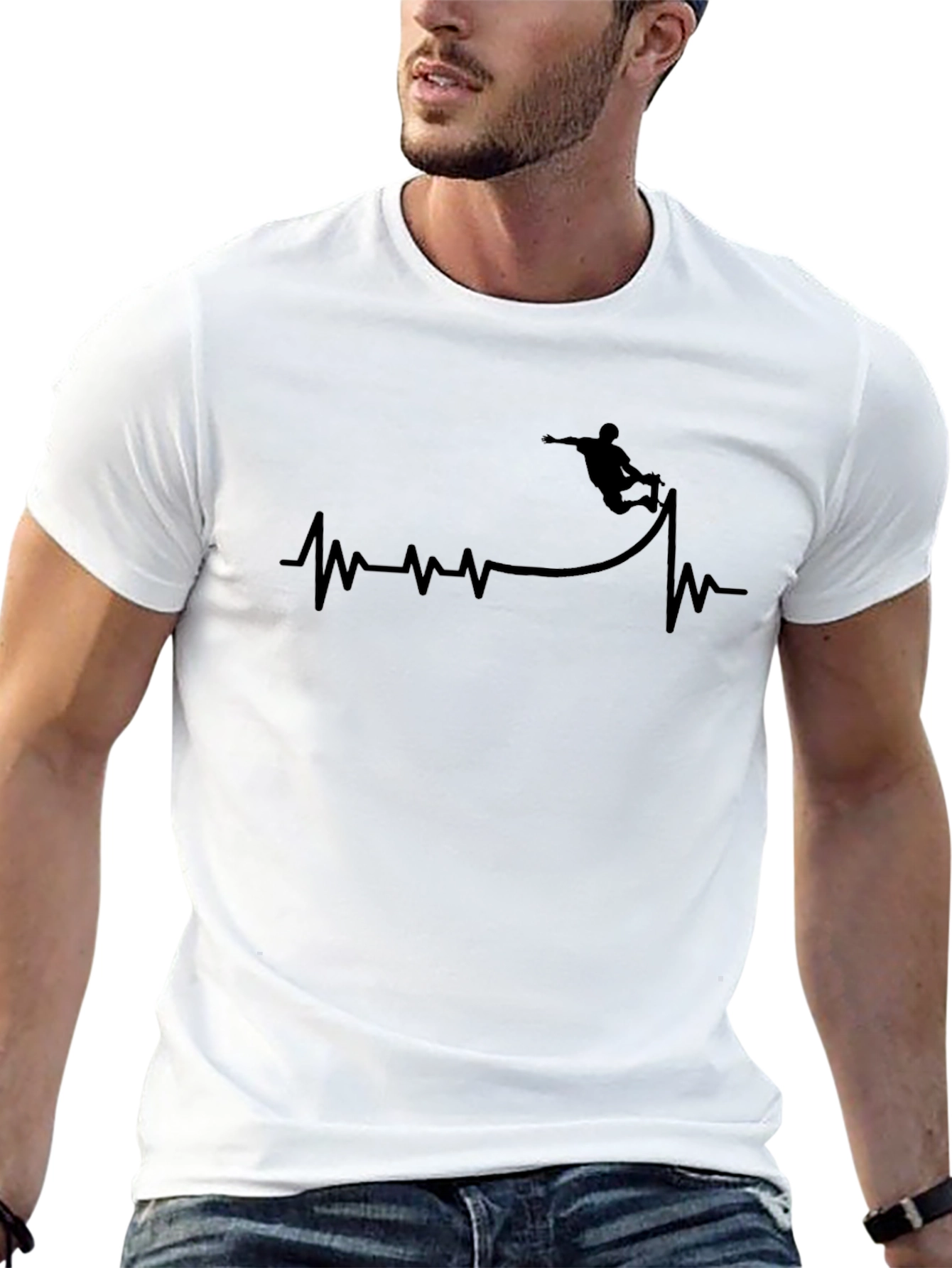 Skateboard Heartbeat Graphic Tee