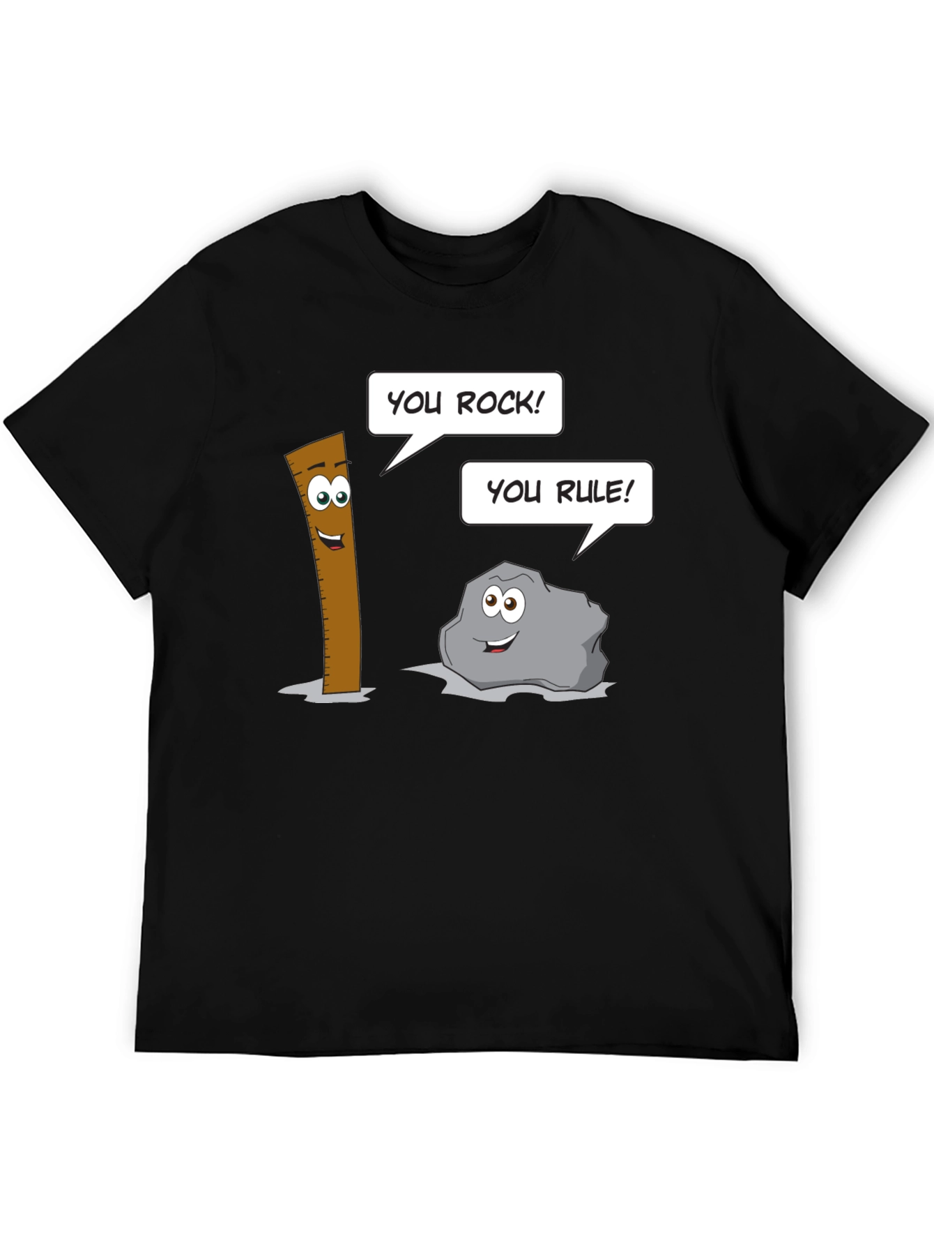 Humorous Cartoon Puns Rock Rule T-Shirt
