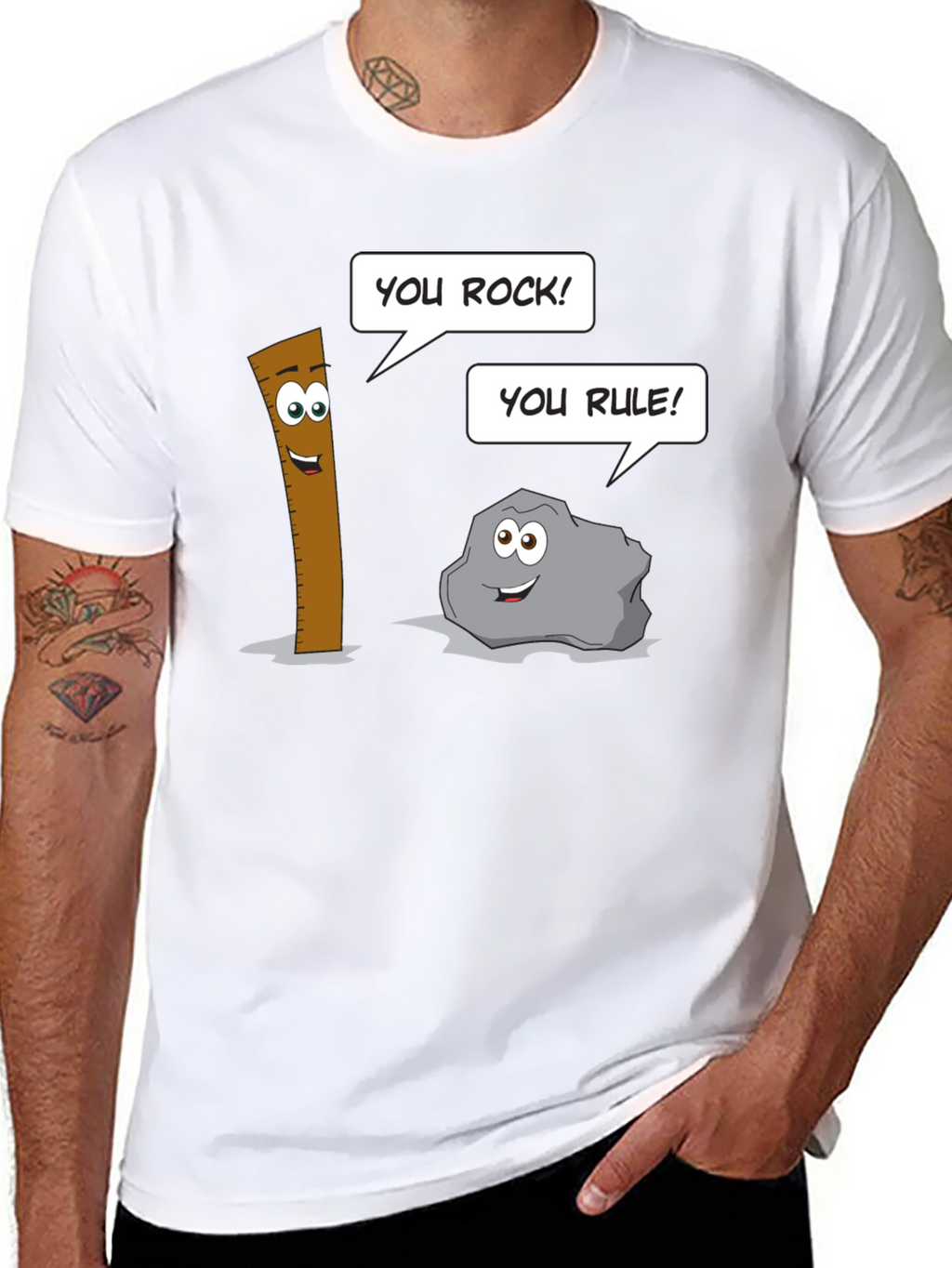 Humorous Cartoon Puns Rock Rule T-Shirt