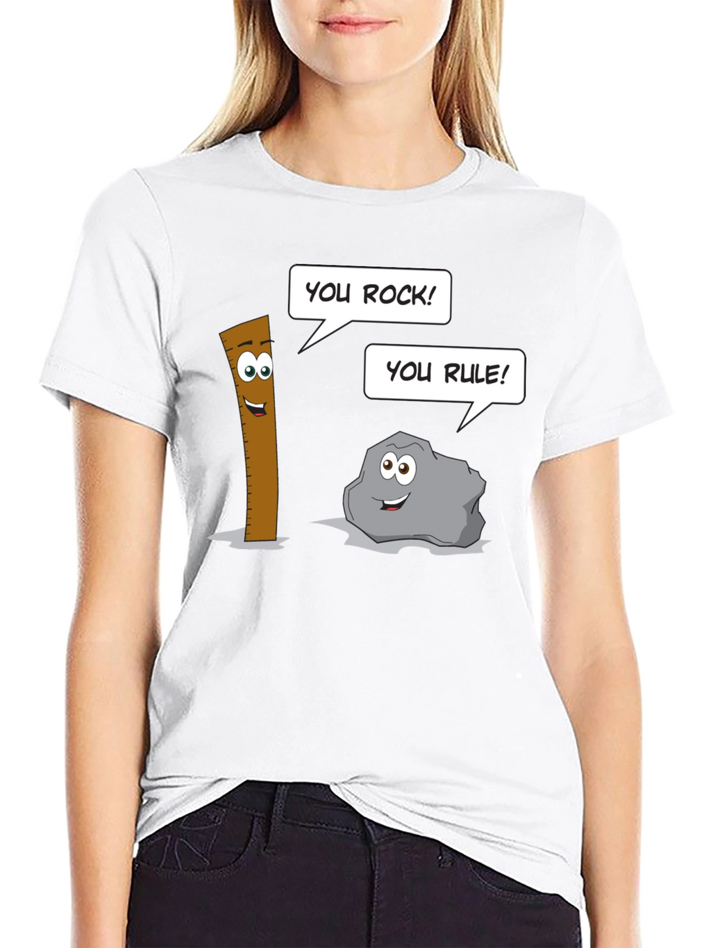 Humorous Cartoon Puns Rock Rule T-Shirt