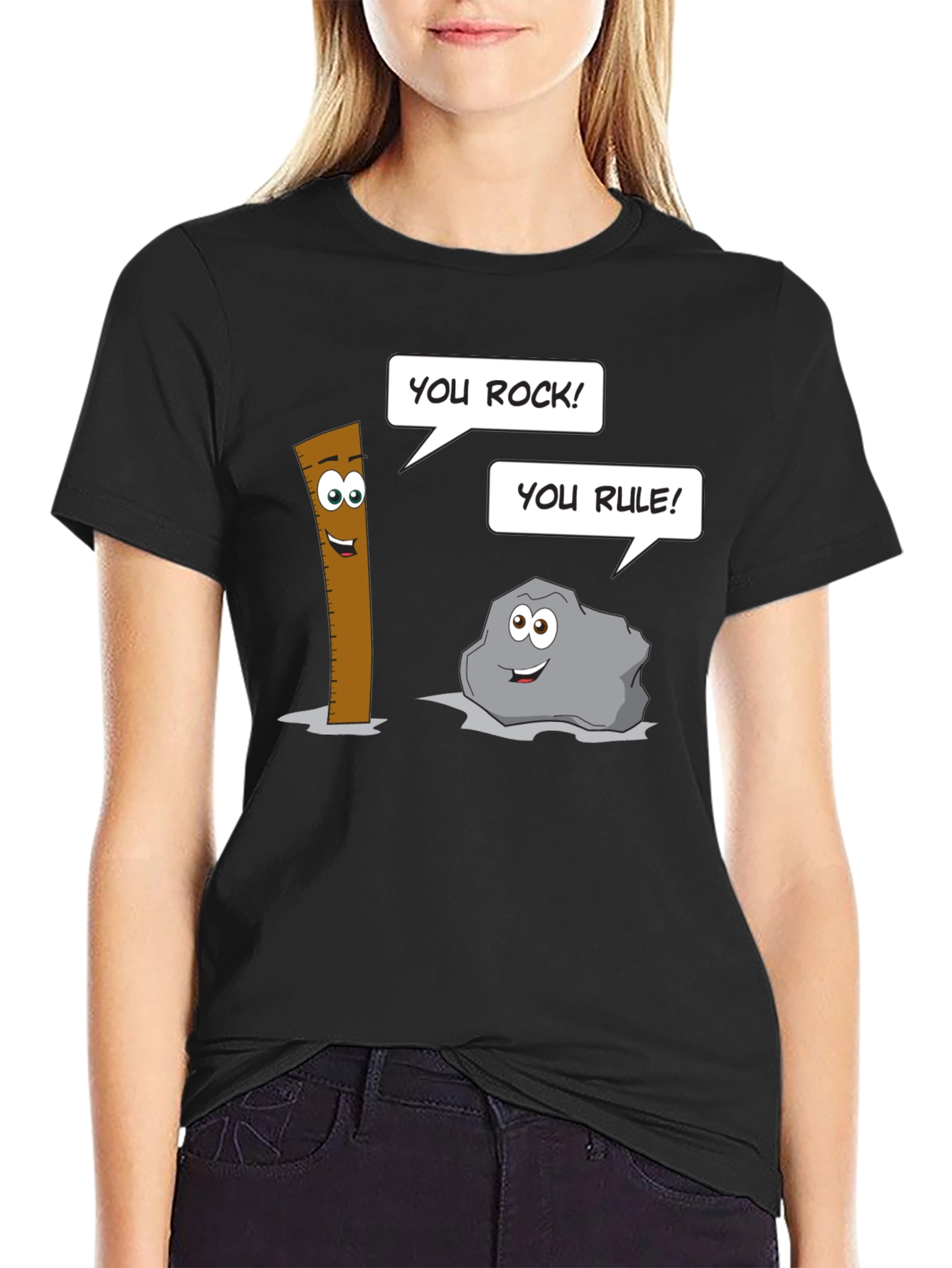Humorous Cartoon Puns Rock Rule T-Shirt